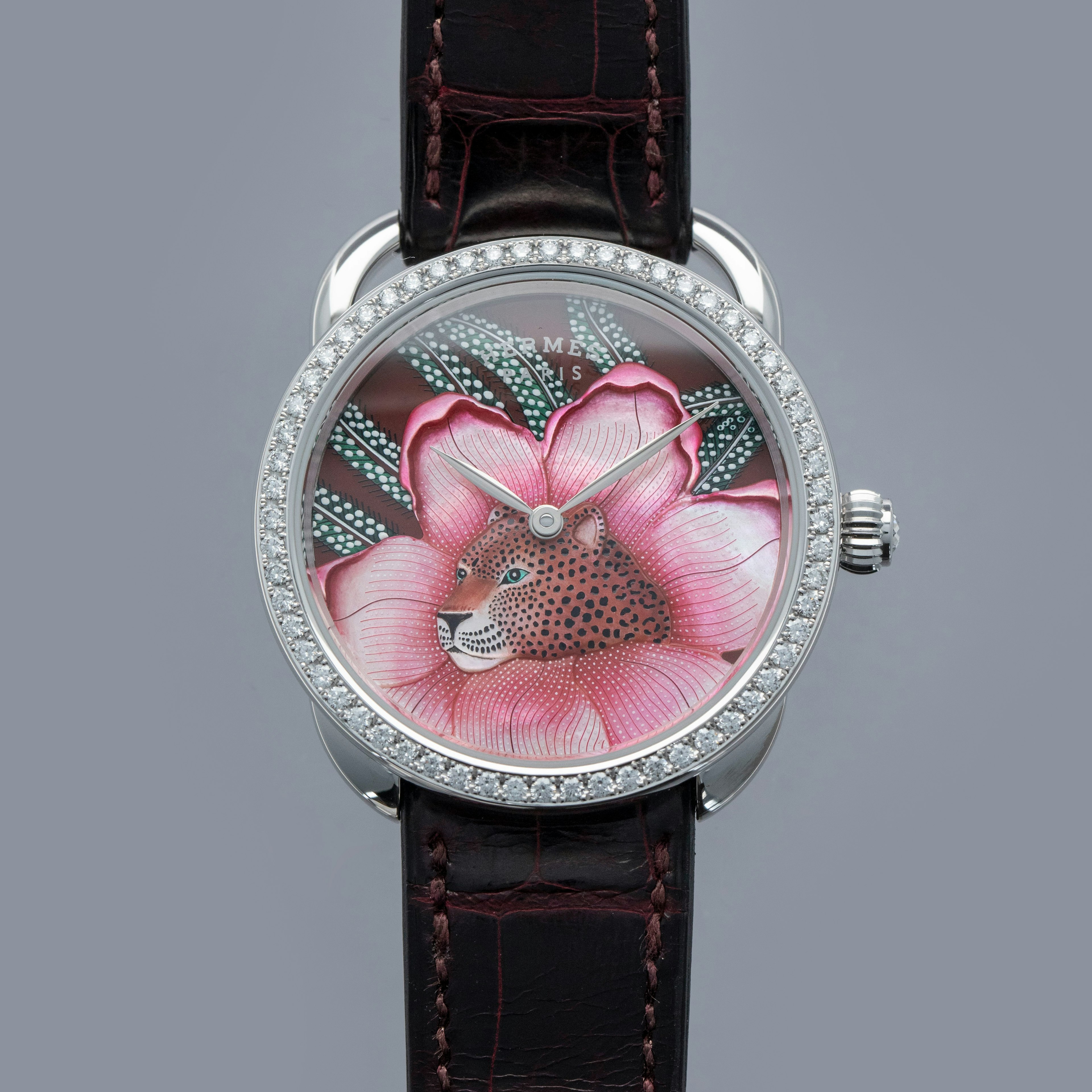 Thumbnail for Hermes Arceau AR6.A93b Leopard in Baobab Tree Enamel Dial Diamond Bezel 18k WG