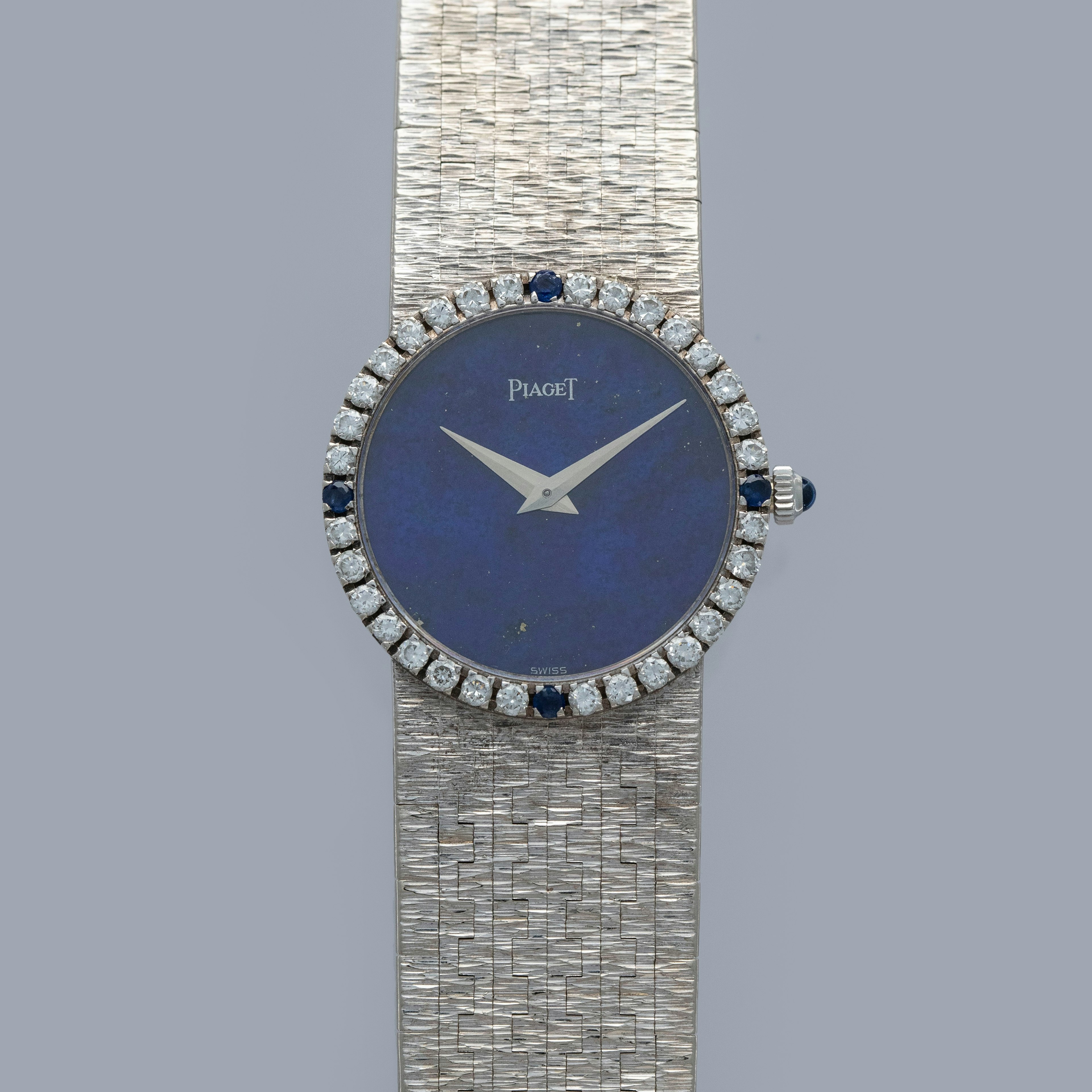 Thumbnail for Piaget Ladies 9706 Lapis Dial with Diamond and Sapphire Bezel 18k WG