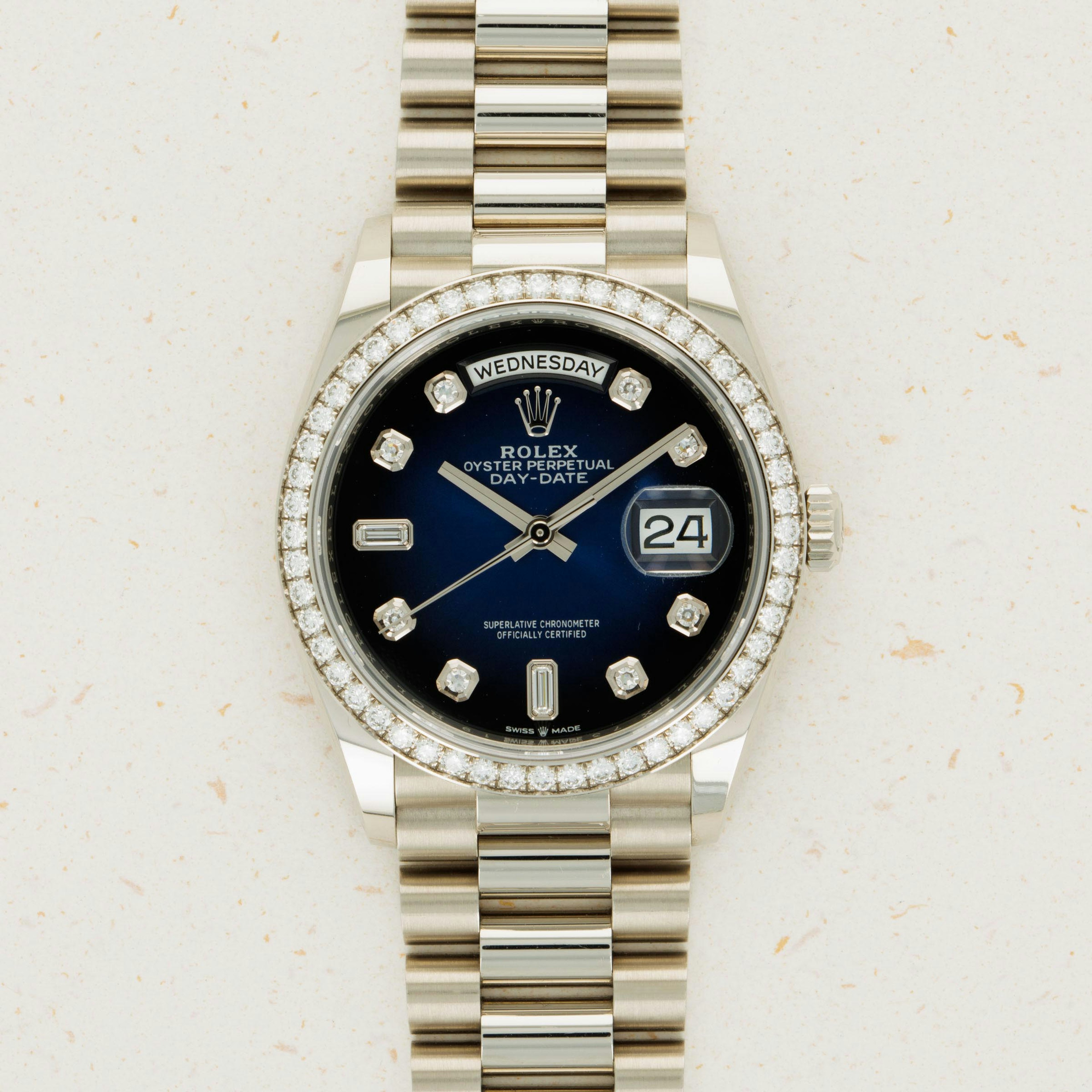 Thumbnail for Rolex Day-Date 128349RBR Blue Ombre Diamond Dial and Bezel 