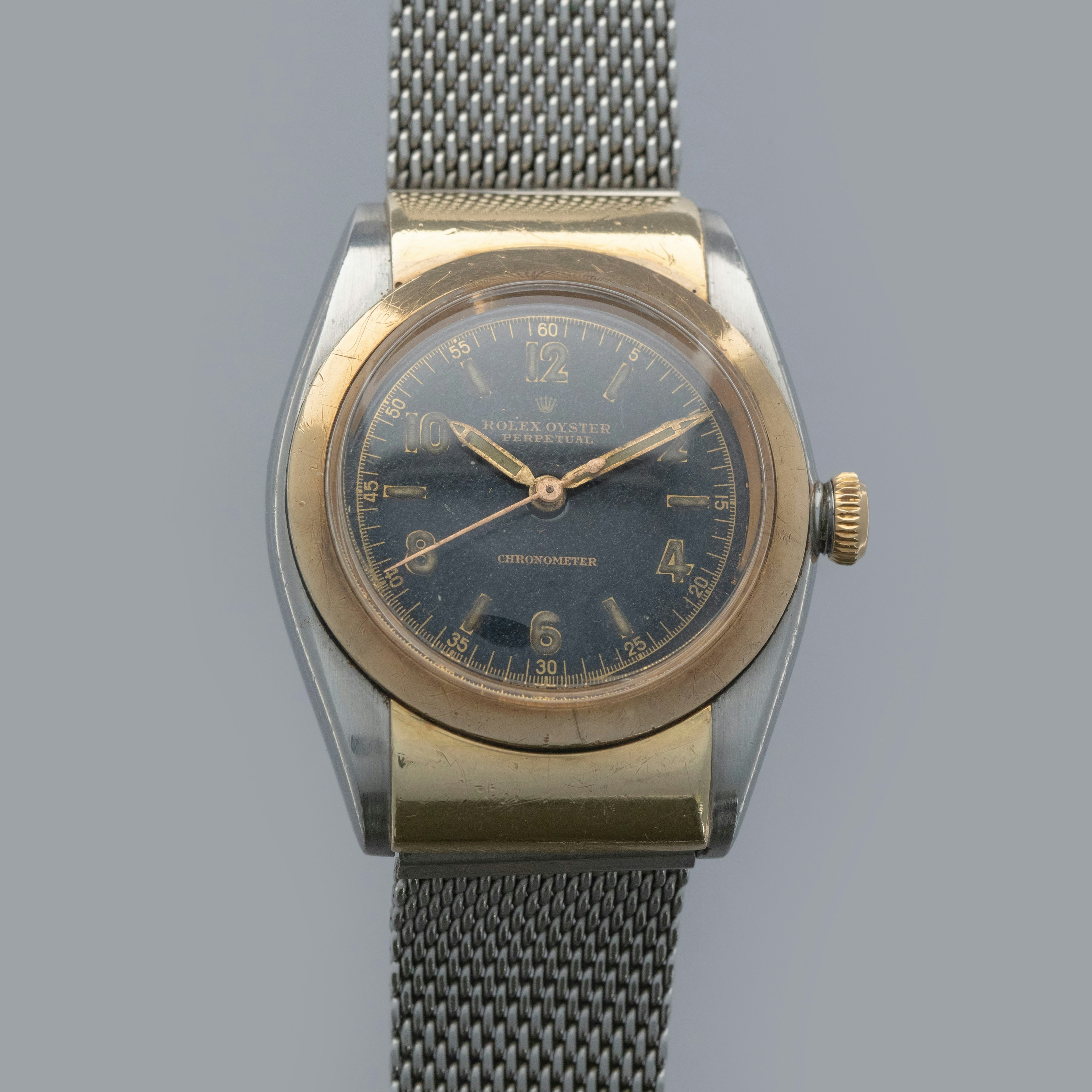 Thumbnail for Rolex Hooded Bubbleback 3065 Black Gilt Radium Dial Two-Tone