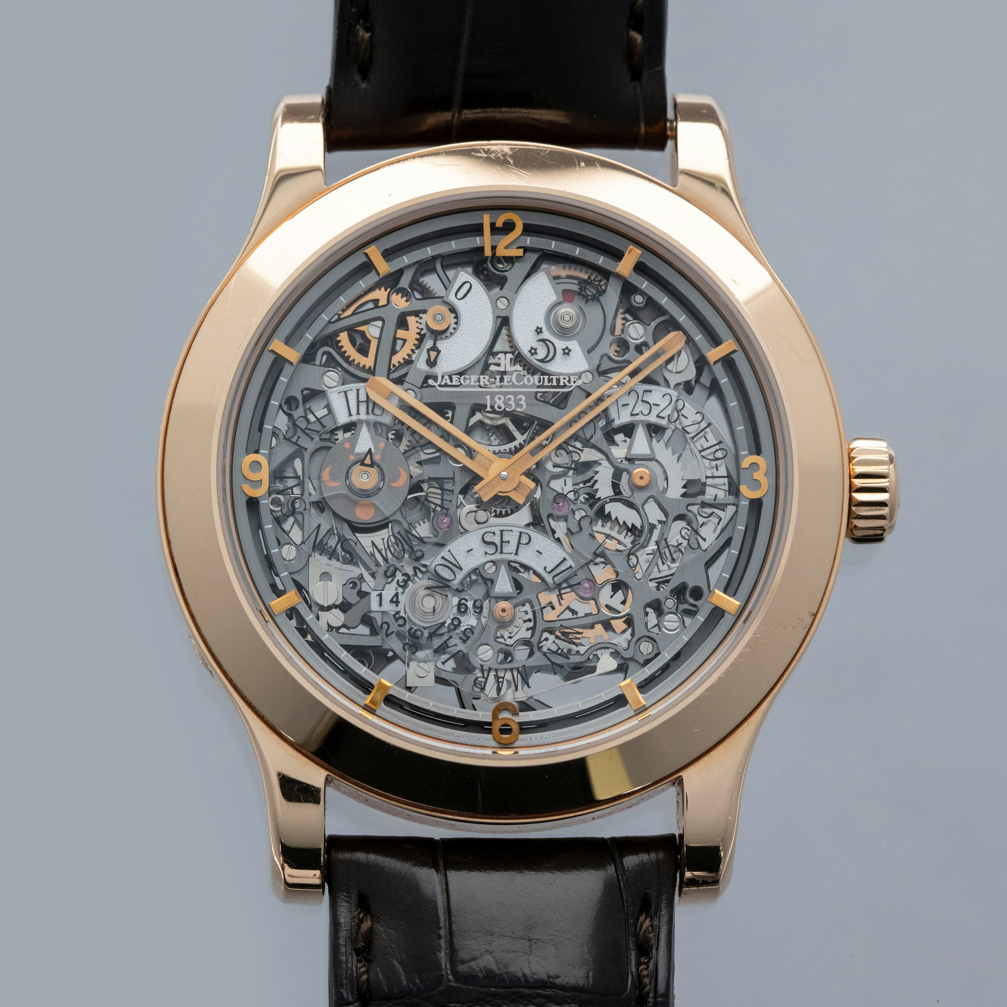 Thumbnail for Jaeger LeCoultre Master Control Eight Day Perpetual Skeleton 146.2.26.S 18k RG