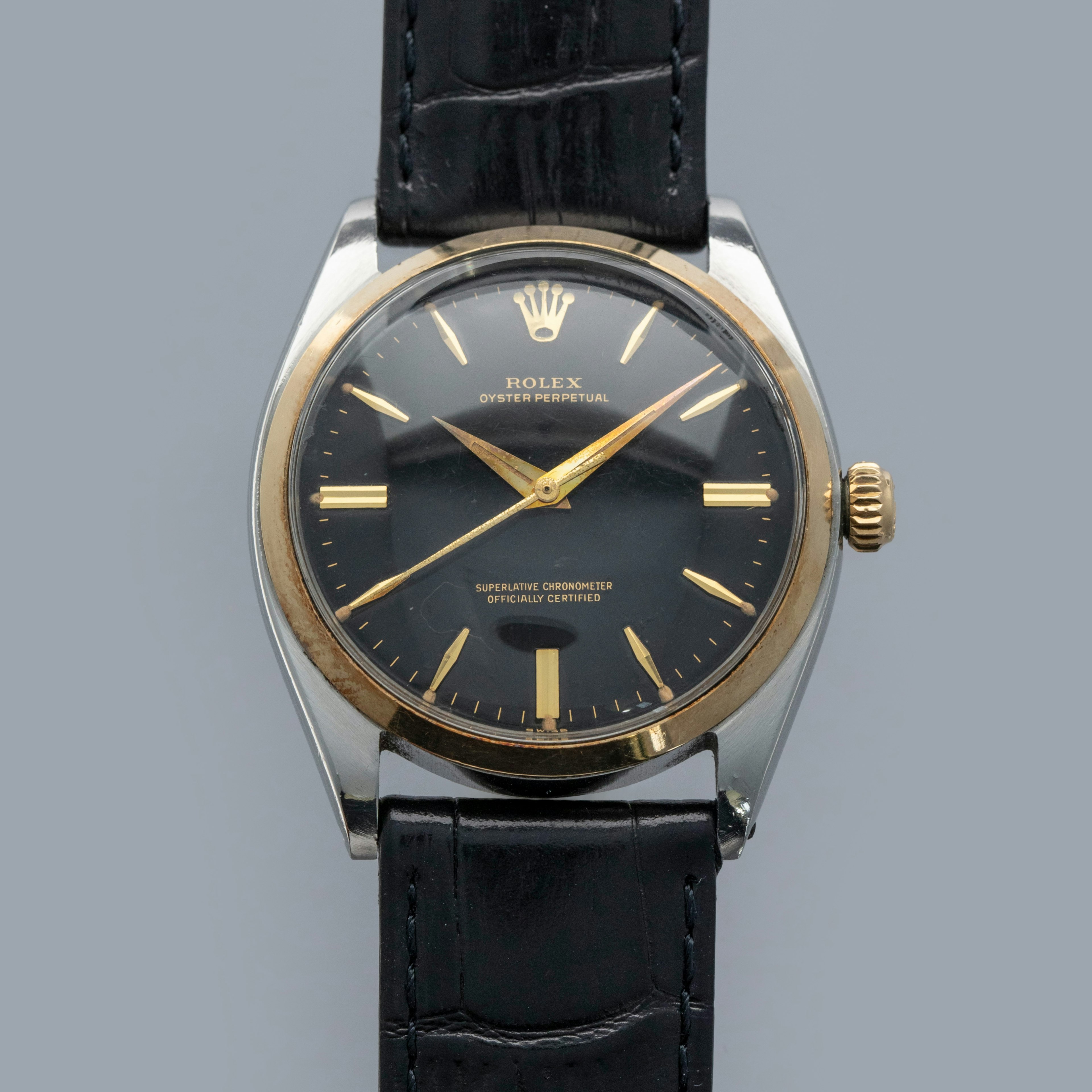 Thumbnail for Rolex Oyster Perpetual 1002	Black Gilt Dial Two-Tone