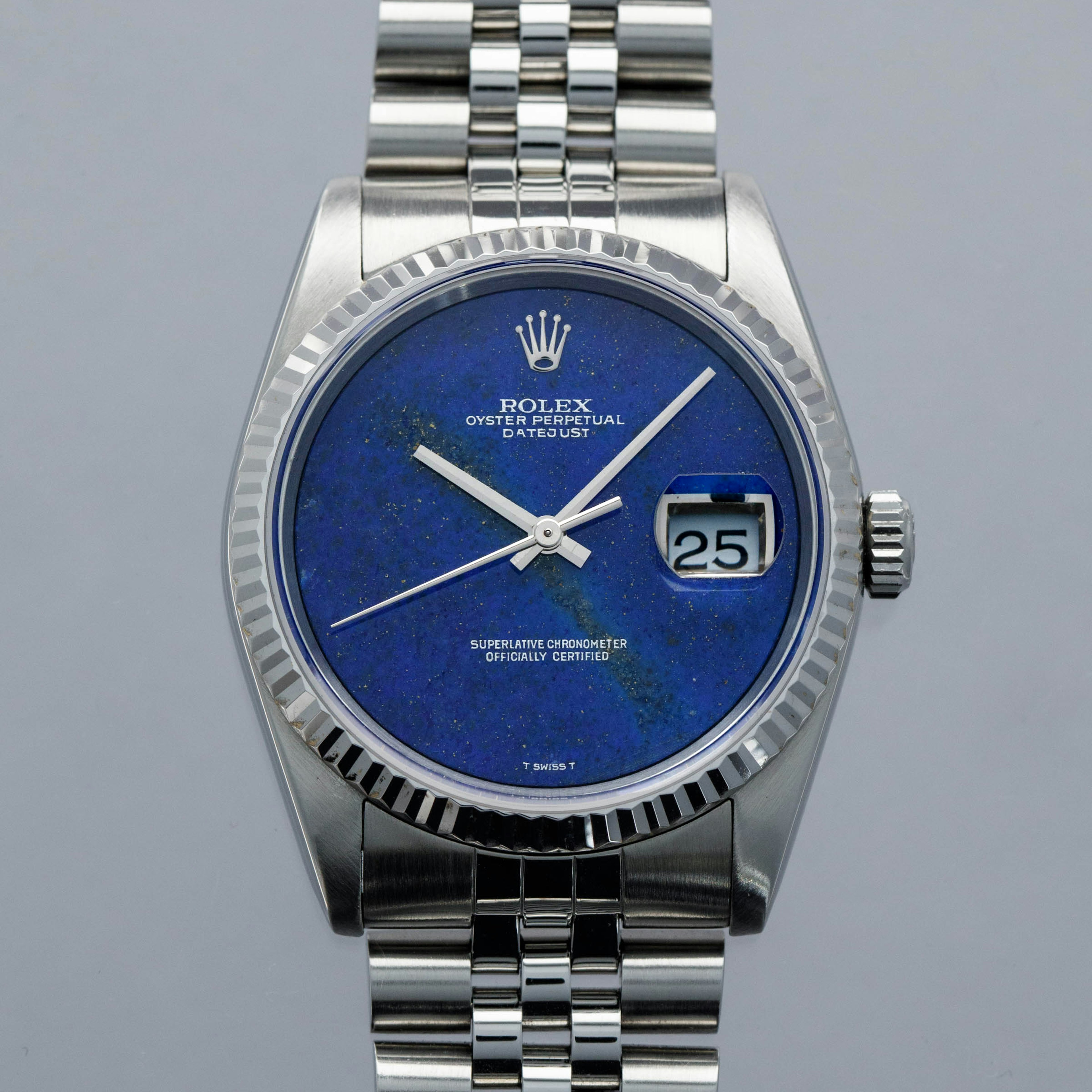 Thumbnail for Rolex Datejust 16234 Lapis Lazuli Dial Rolex WG Fluted Bezel SS with Service Guarantee