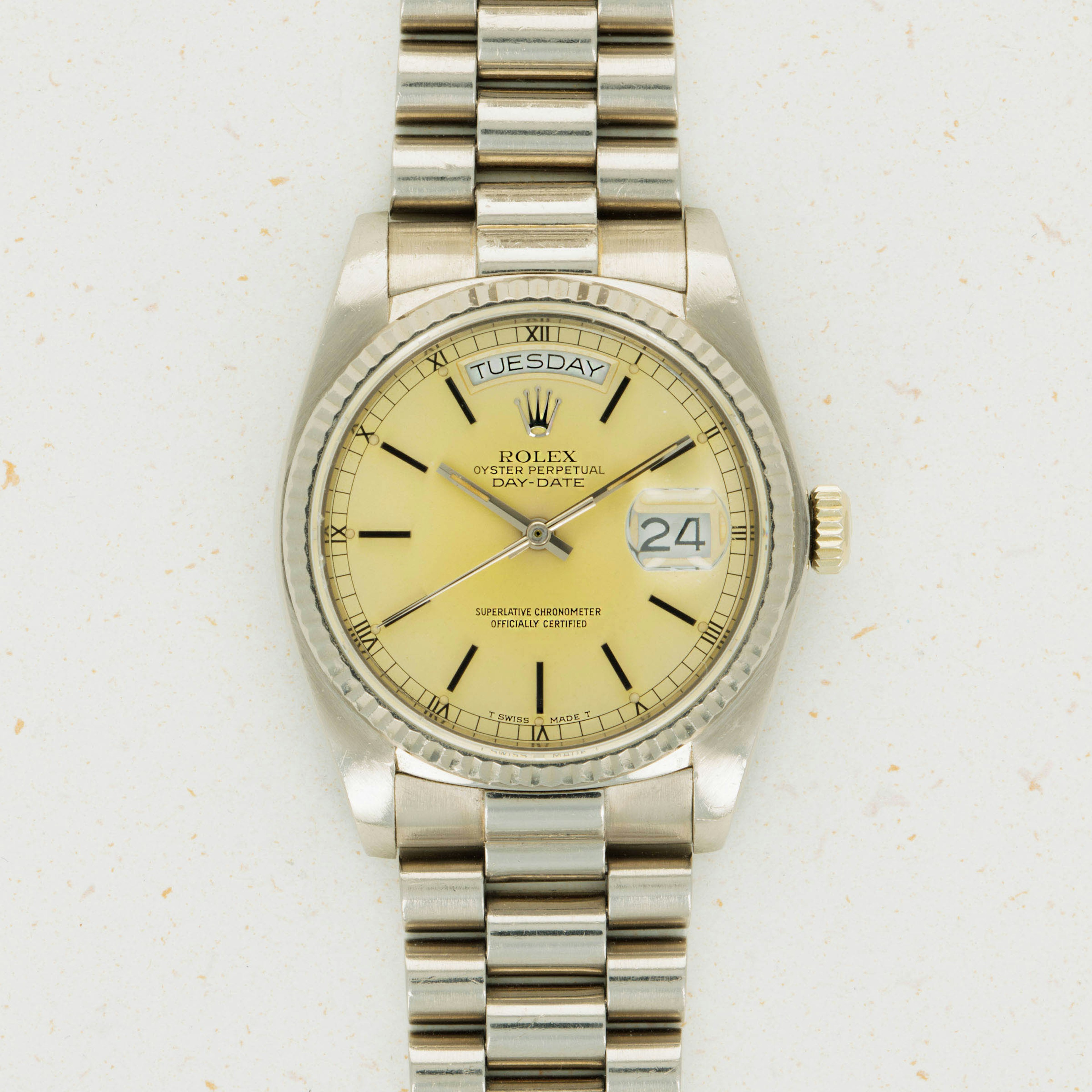 Thumbnail for Rolex Day-Date White Gold 18039 Tropical Dial 