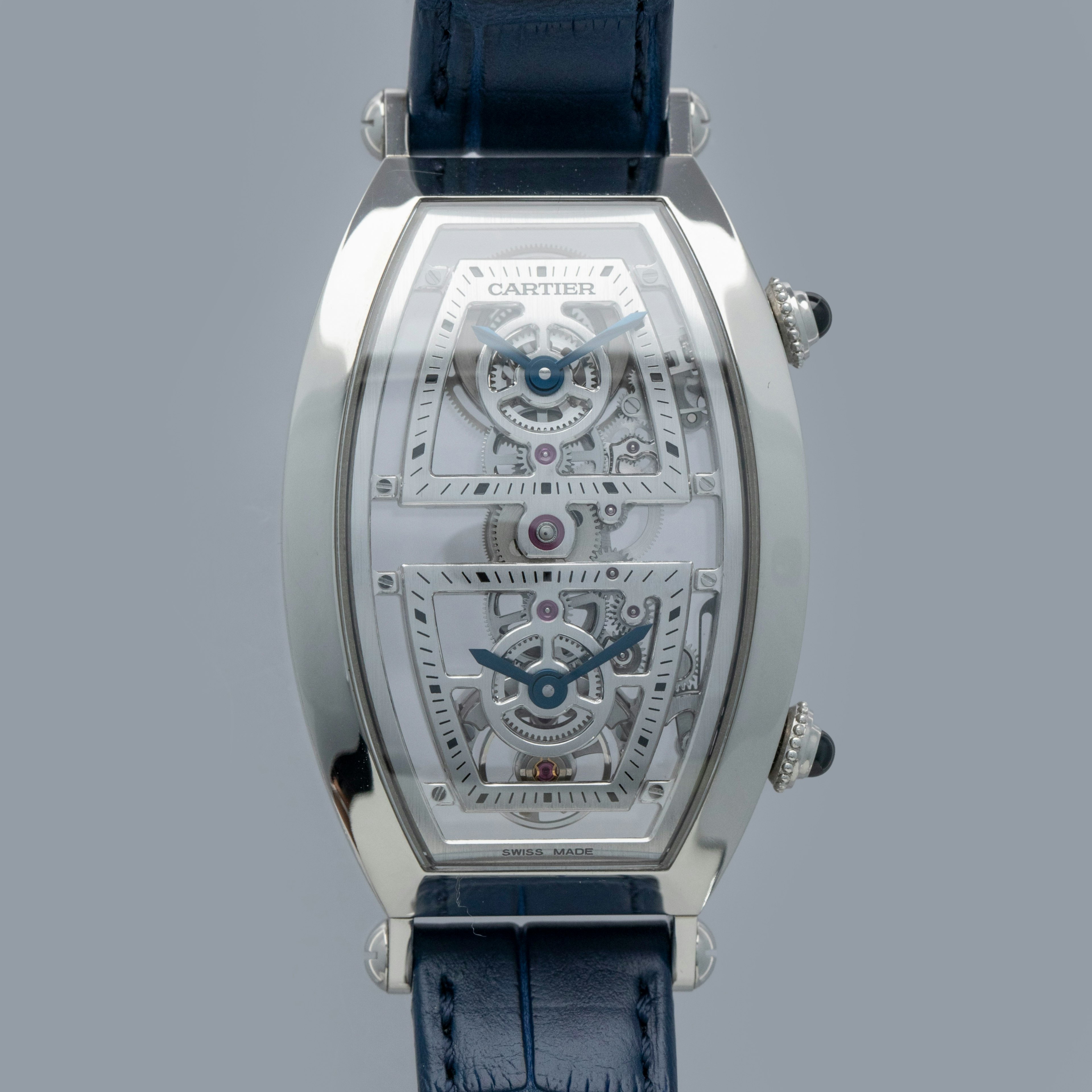 Thumbnail for Cartier Prive Tonneau Skeleton XL Dual Time WHTN0006 Platinum