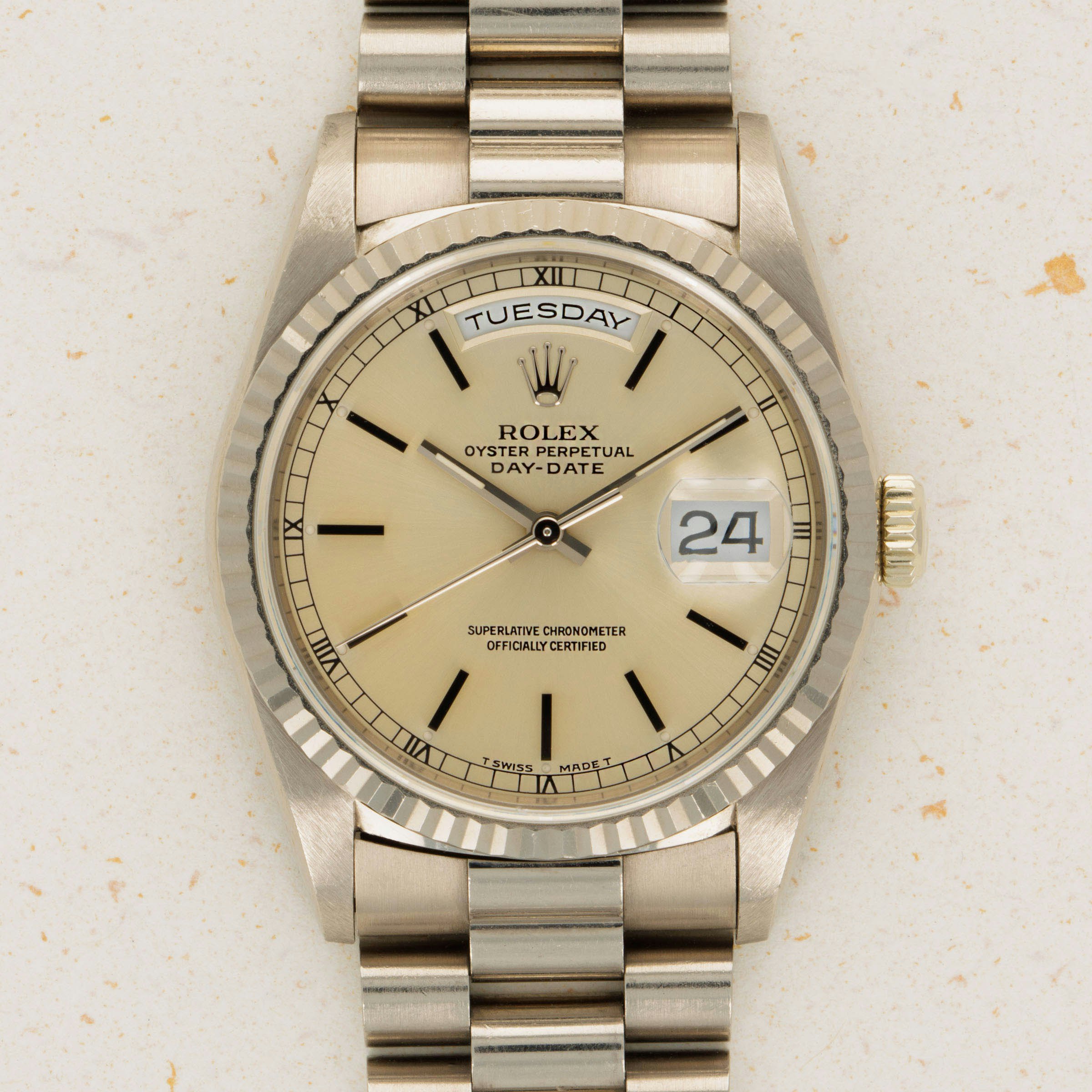 Thumbnail for Rolex Day-Date 18239 18k WG Silver Dial 