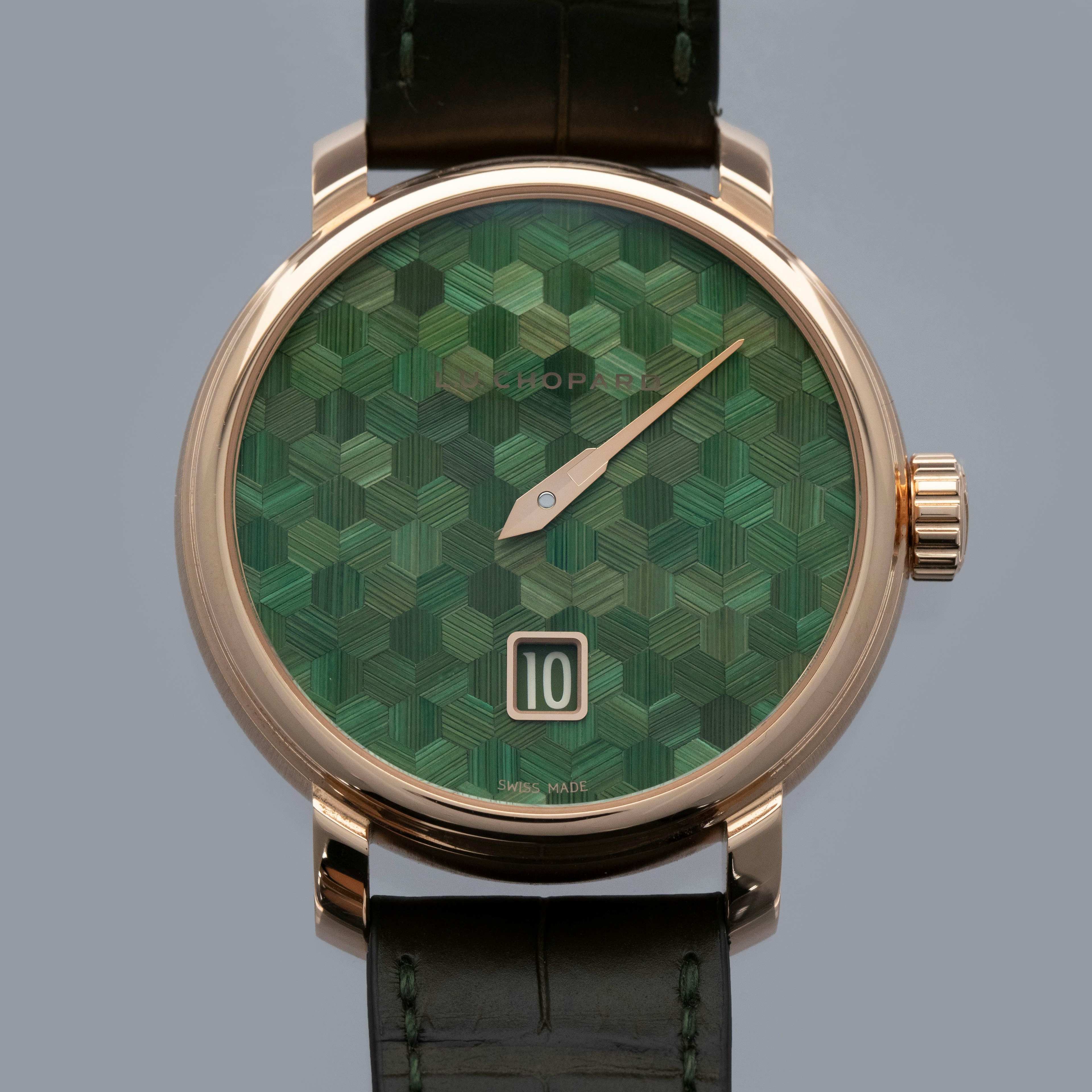Thumbnail for Chopard L.U.C Quattro Spirit 25 Jump Hour 161977-5009 Green Straw Marquetry Dial 18k RG