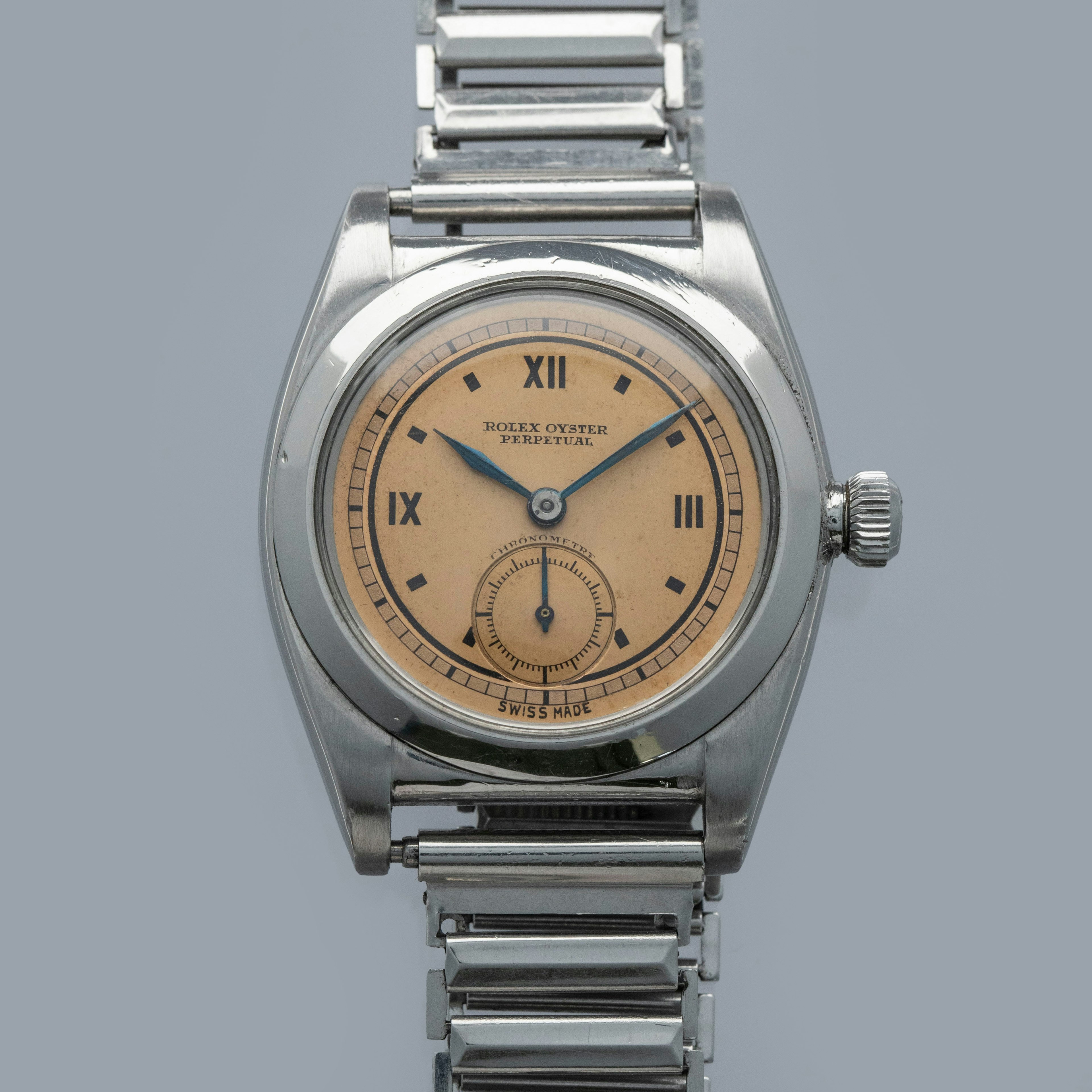 Thumbnail for Rolex Bubbleback 2764 Salmon Roman Dial Bamboo Bracelet Stainless Steel with Box