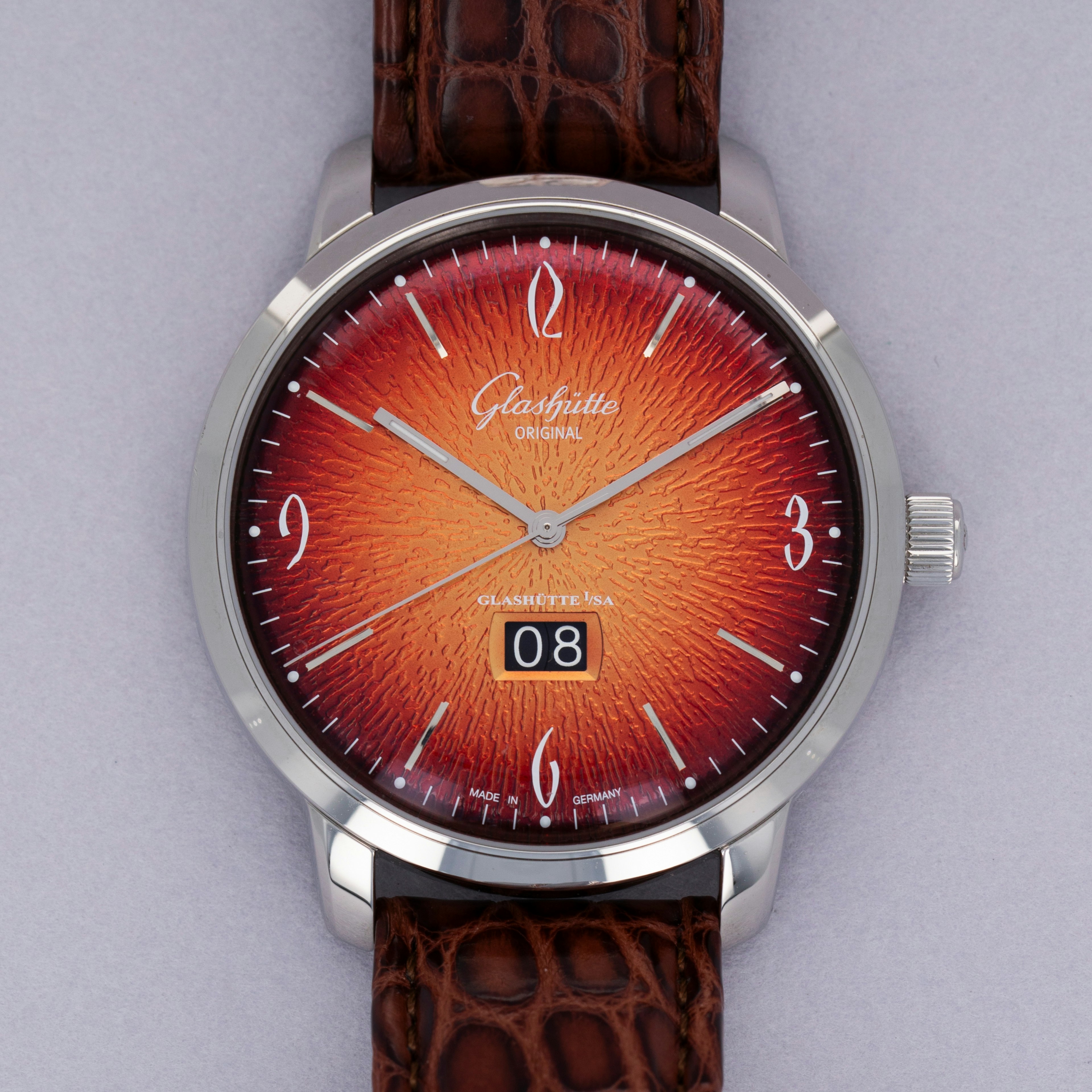 Thumbnail for Glasshutte Senator Sixties Panorama Date 239.47.09.02.04 Fiery Orange