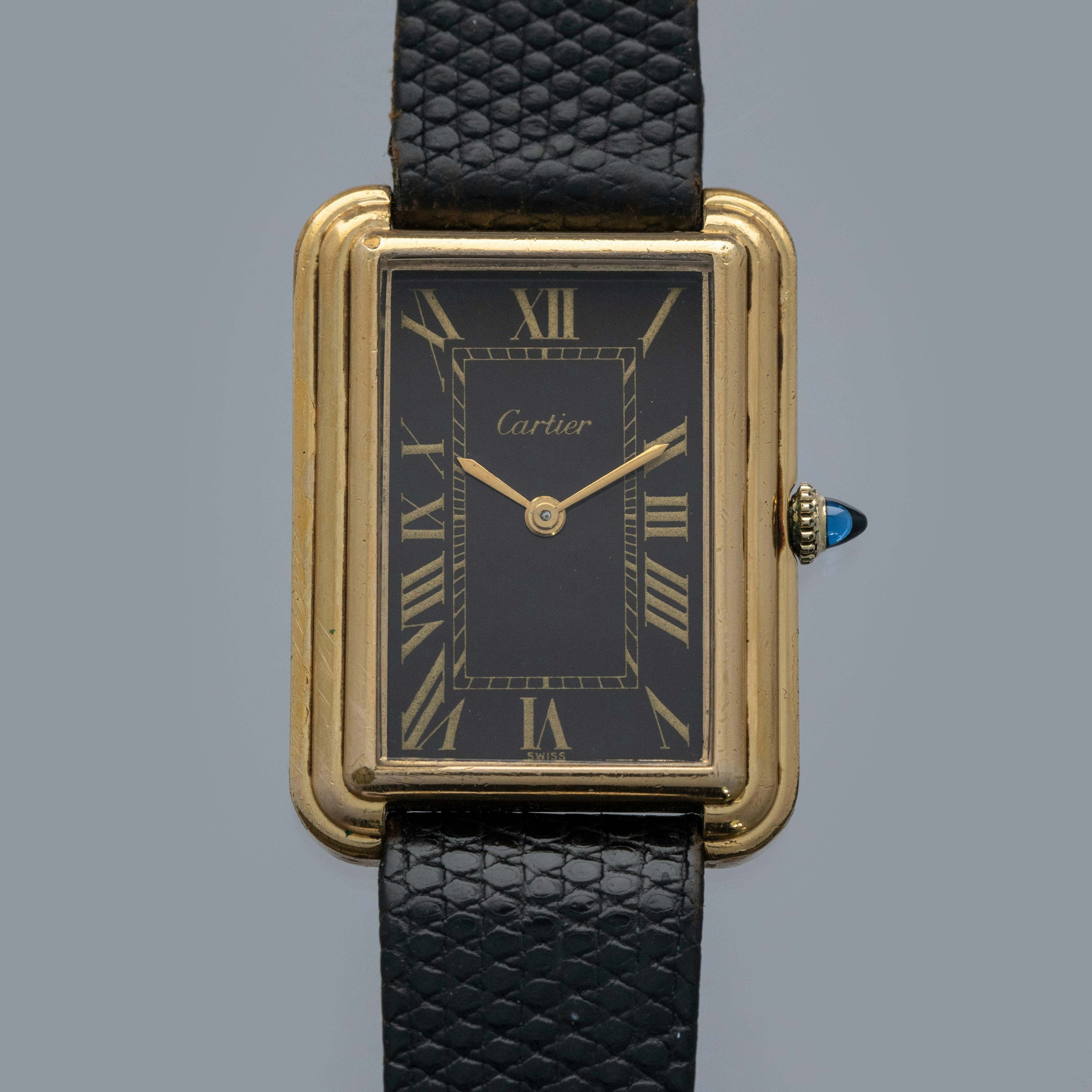 Thumbnail for CARTIER JUMBO STEPPED TANK 15716 BLACK DIAL GOLD PLATED