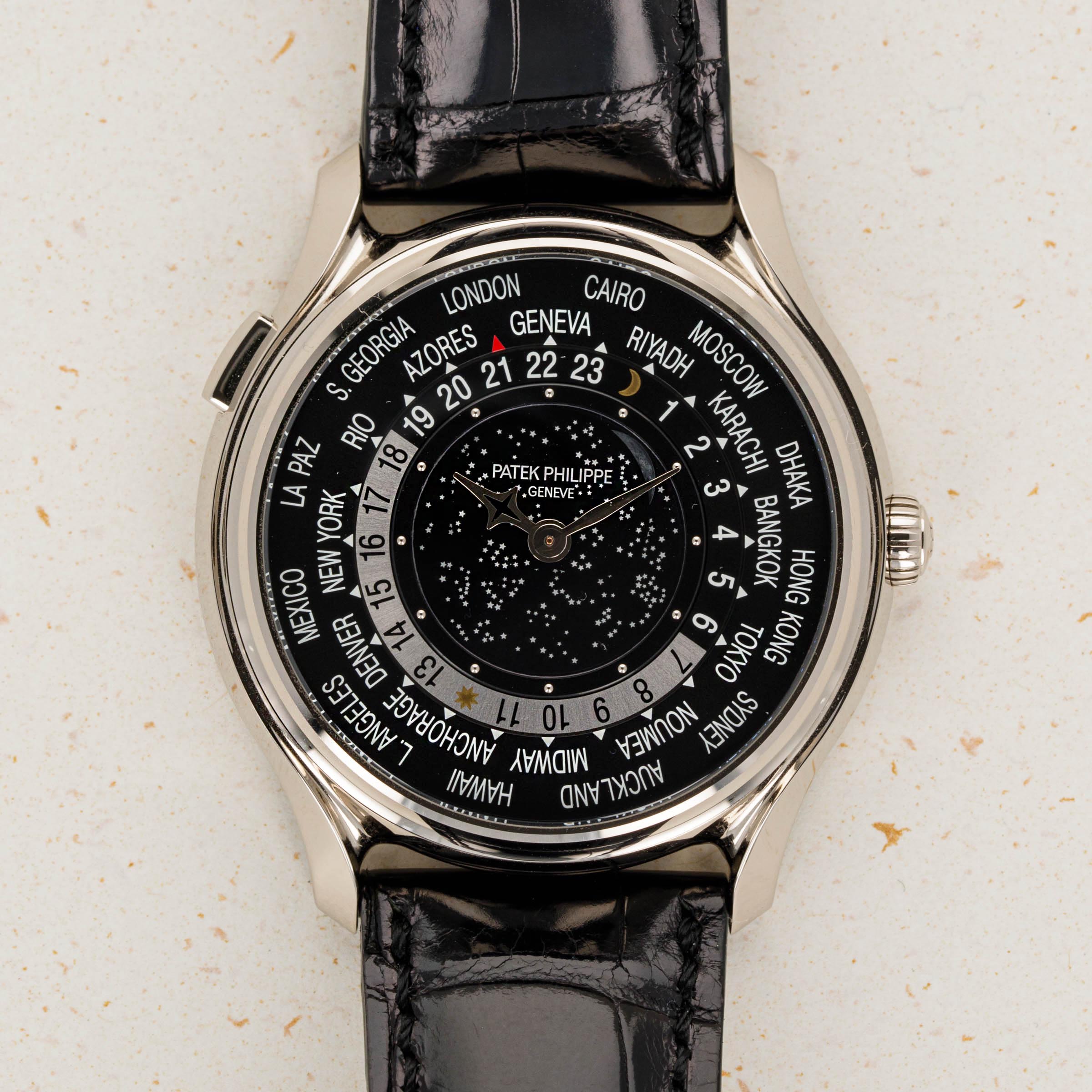 Patek Philippe Wold Time 5575G 17th Anniversary Edition 18k WG | Auctions |  Loupe This