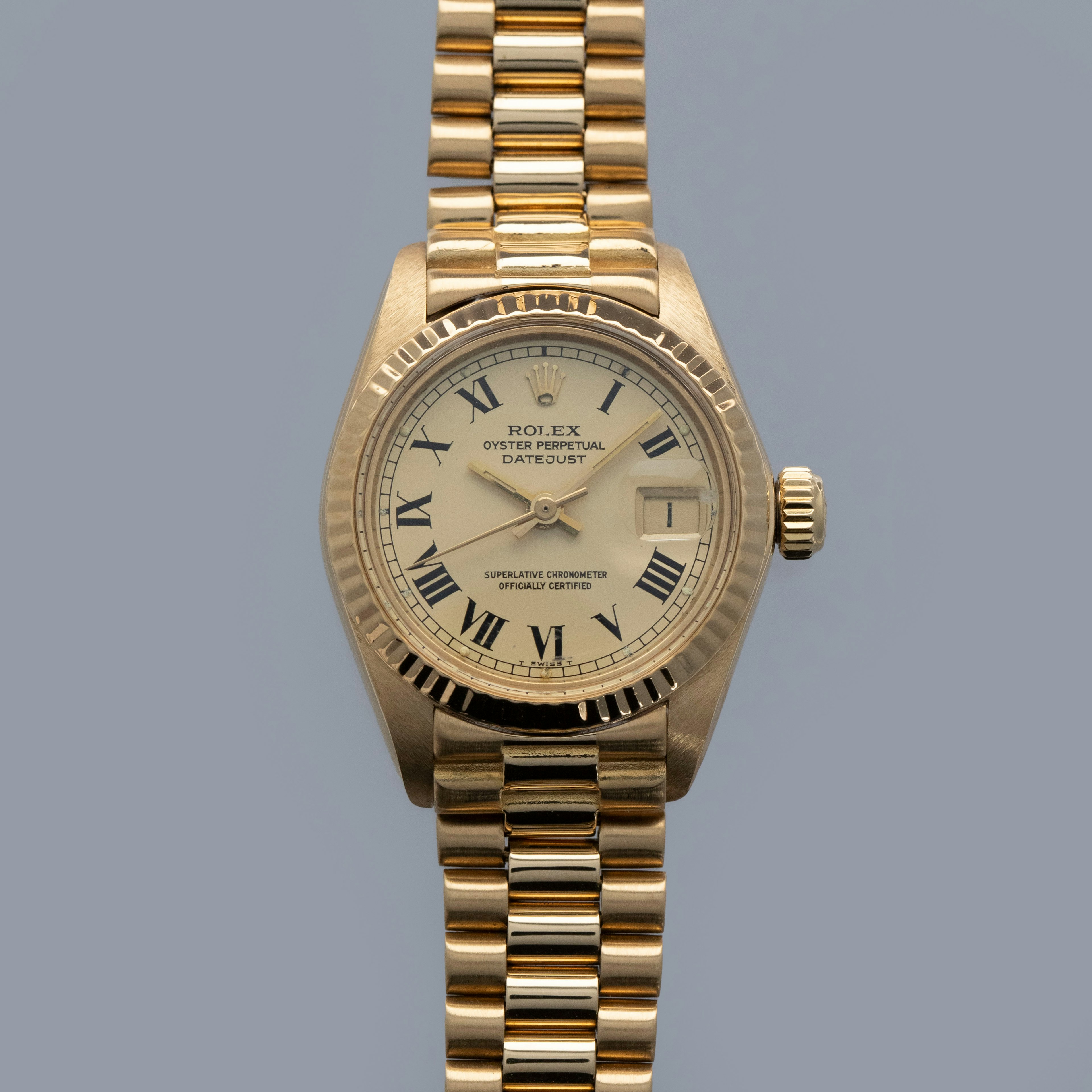 Thumbnail for Rolex Ladies Datejust 6917 Champagne Roman Dial 18k YG