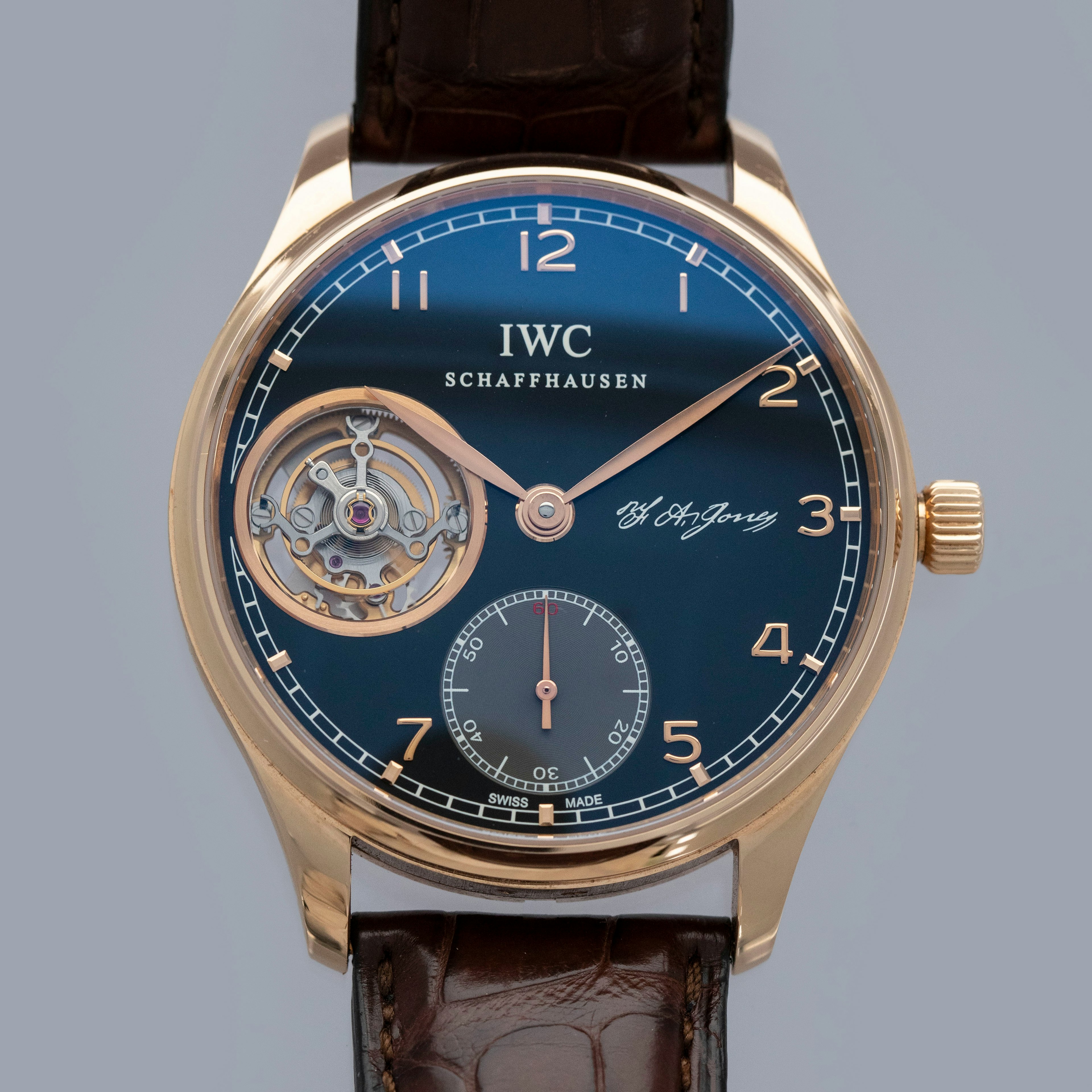 Thumbnail for IWC Portuguese FA Jones Tourbillon IW544705 Black Dial 18k RG
