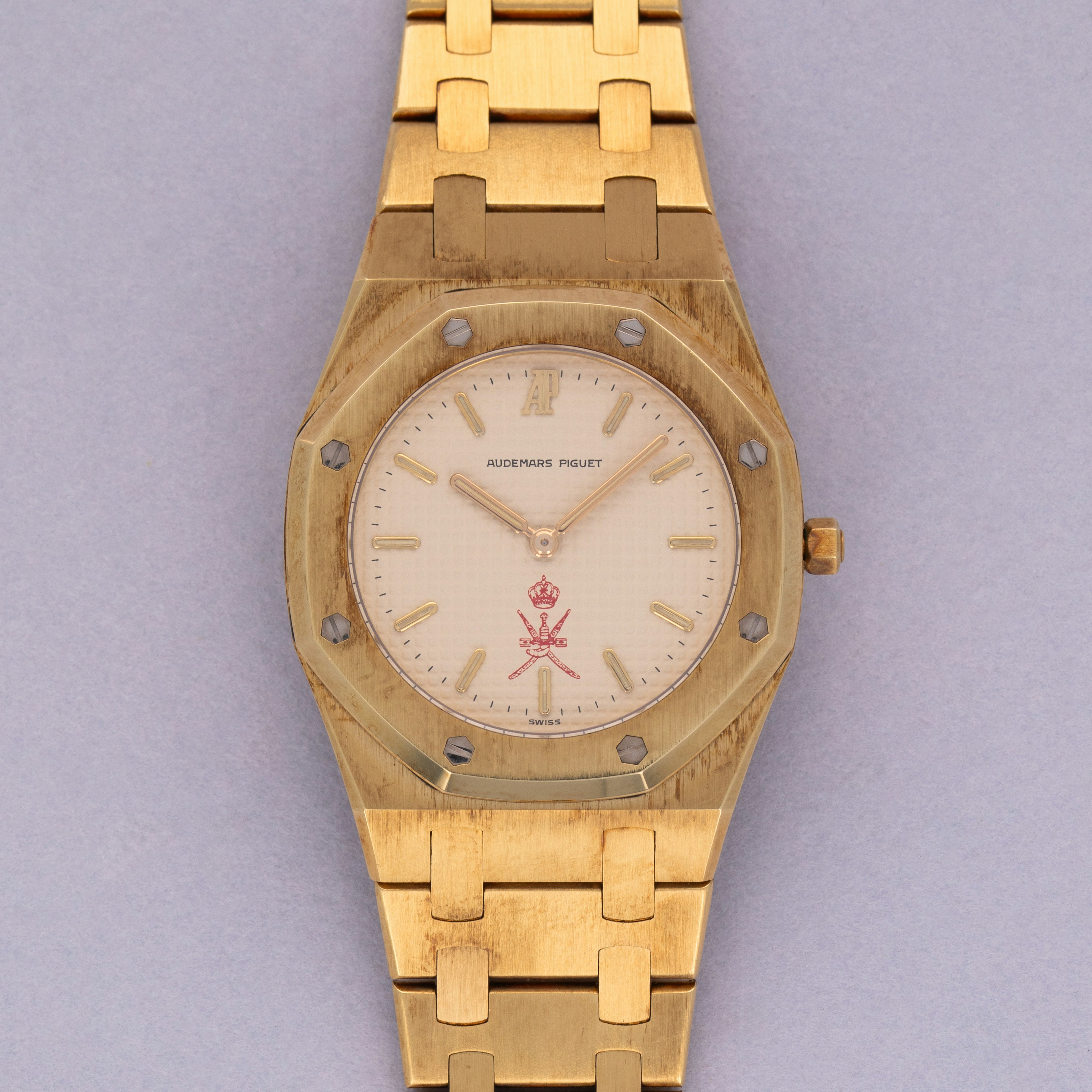 Audemars Piguet Royal Oak 6008BA Quartz Red Khanjar Dial 18k YG