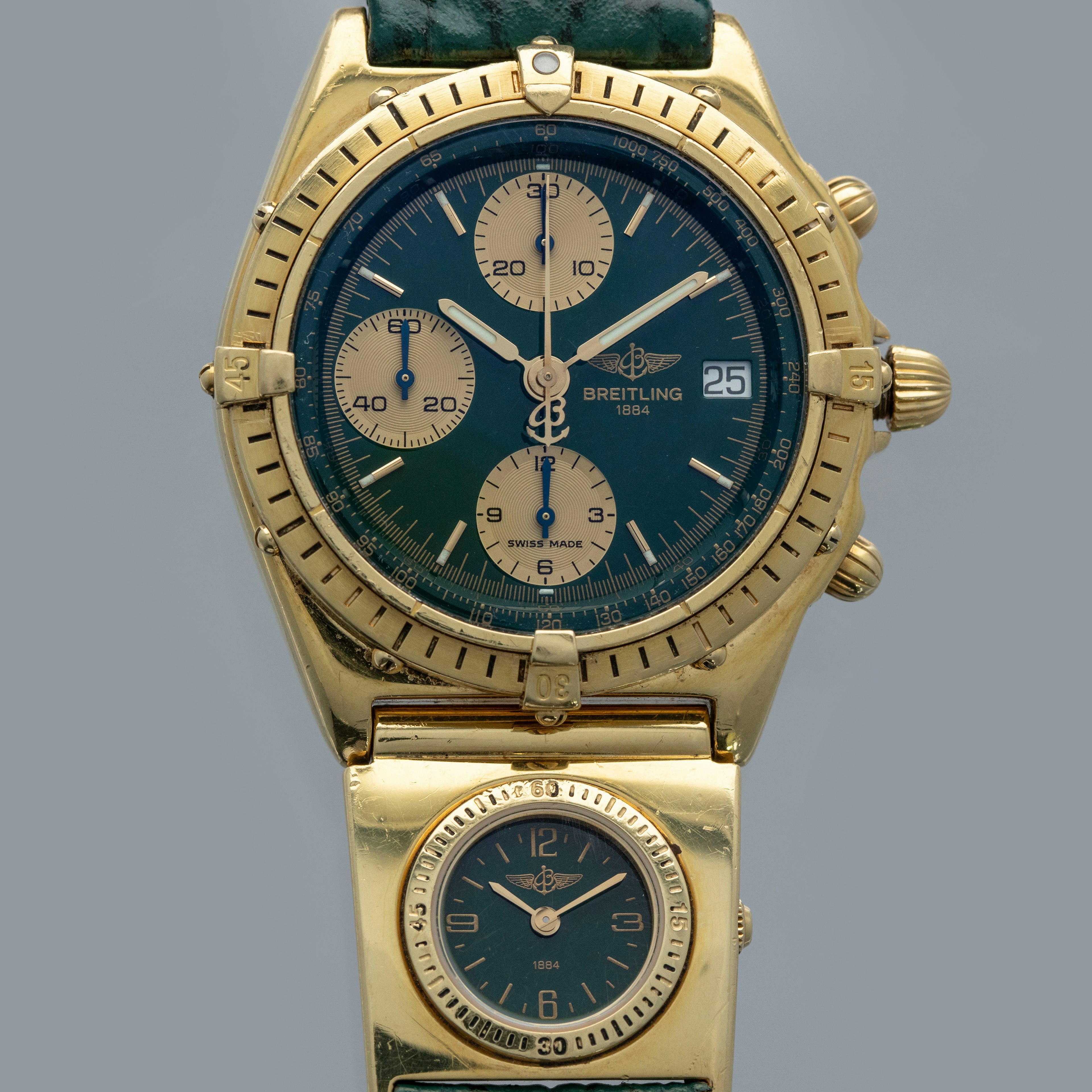 Thumbnail for Breitling Chronomat UTC K13047 Green Dial 18k YG