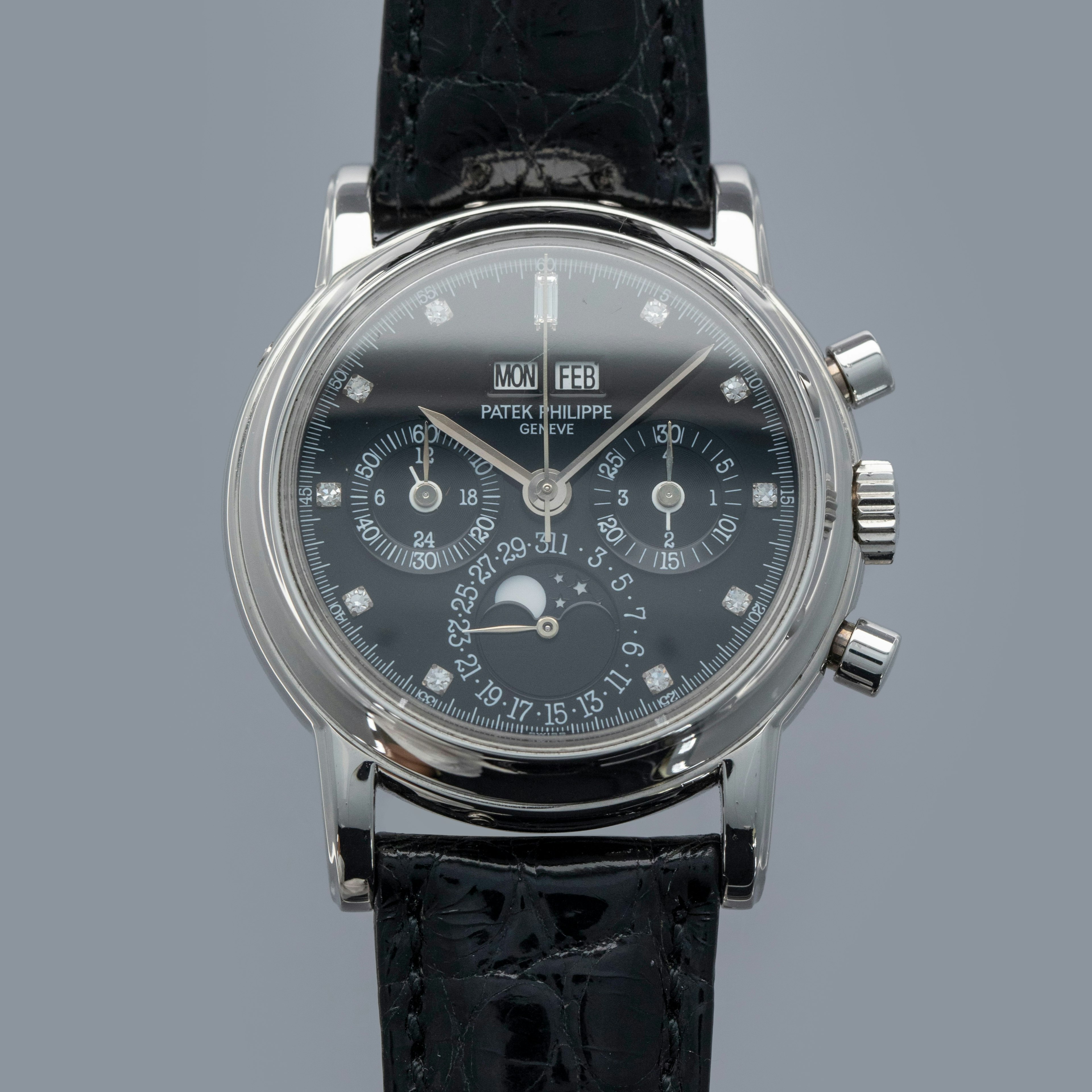 Thumbnail for Patek Philippe Perpetual Calendar Chronograph 3970EP-019 Fourth Series Black Diamond Dial PT Box and Papers