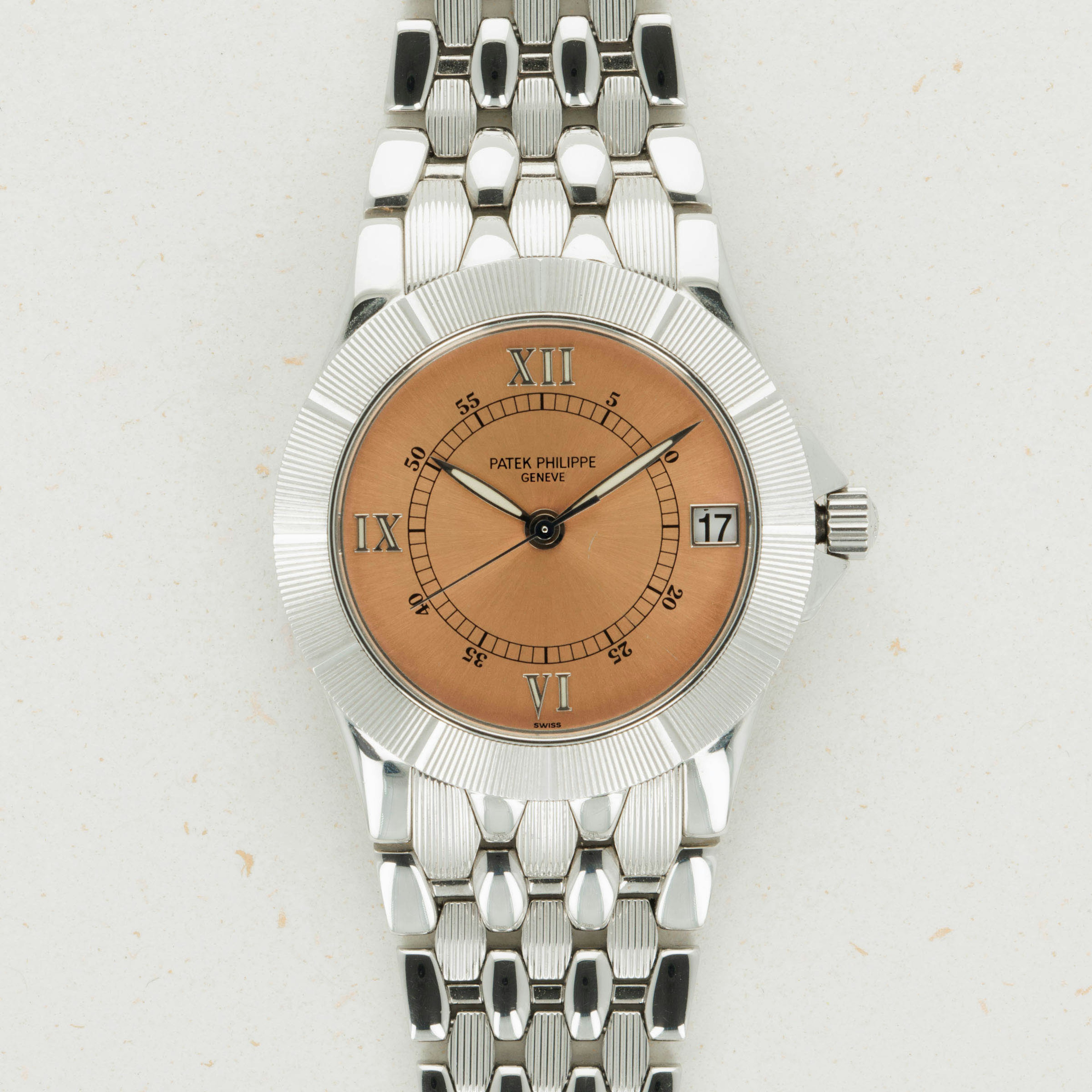 置物 Patek philippe Patek Philippe Neptune 5080/1 Salmon Dial Stainless Steel