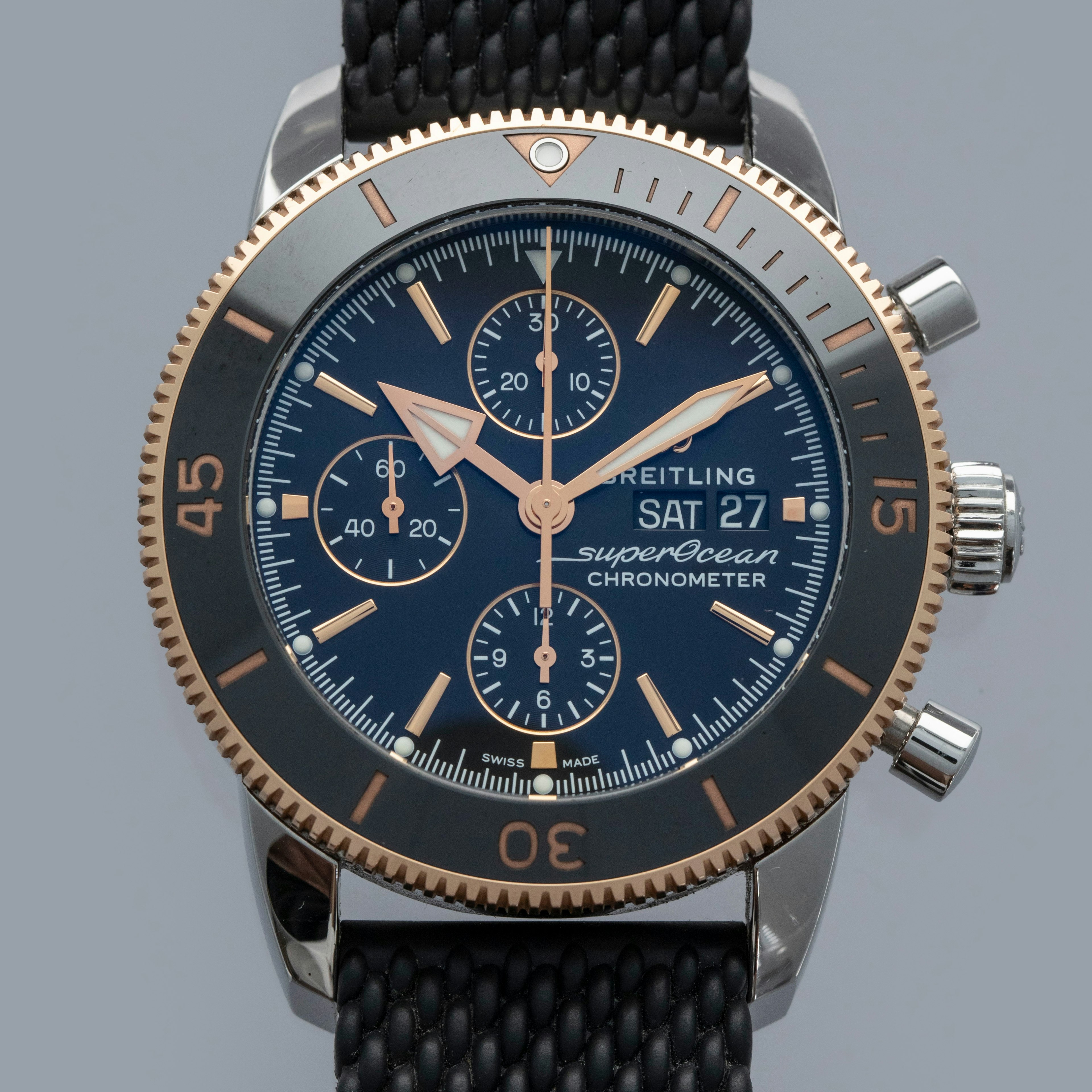 Thumbnail for Breitling Superocean Heritage Chronograph B13313 Black Dial Gold Ceramic Bezel