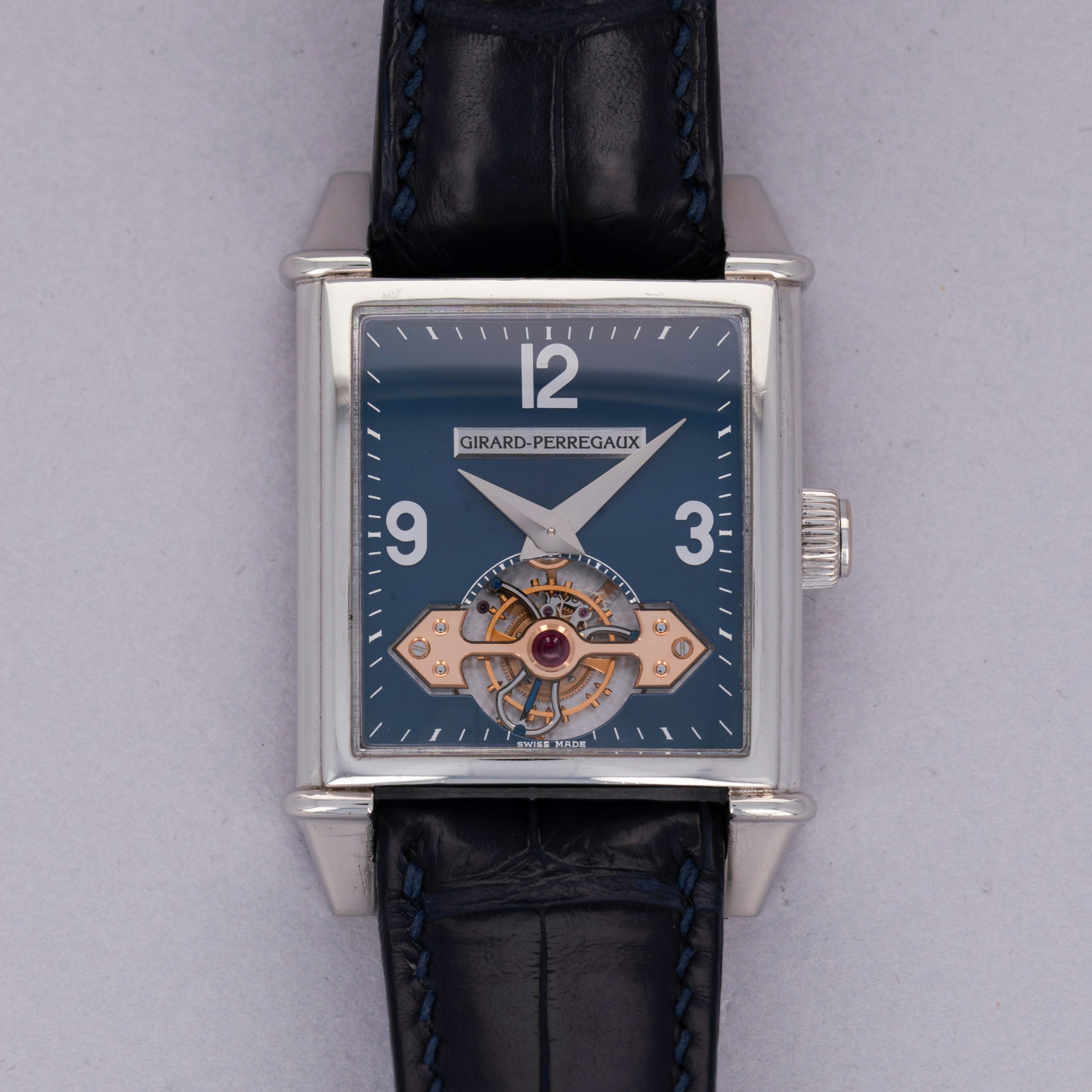 Thumbnail for Girard-Perregaux 1945 Vintage Tourbillon 9985 Blue Dial Platinum