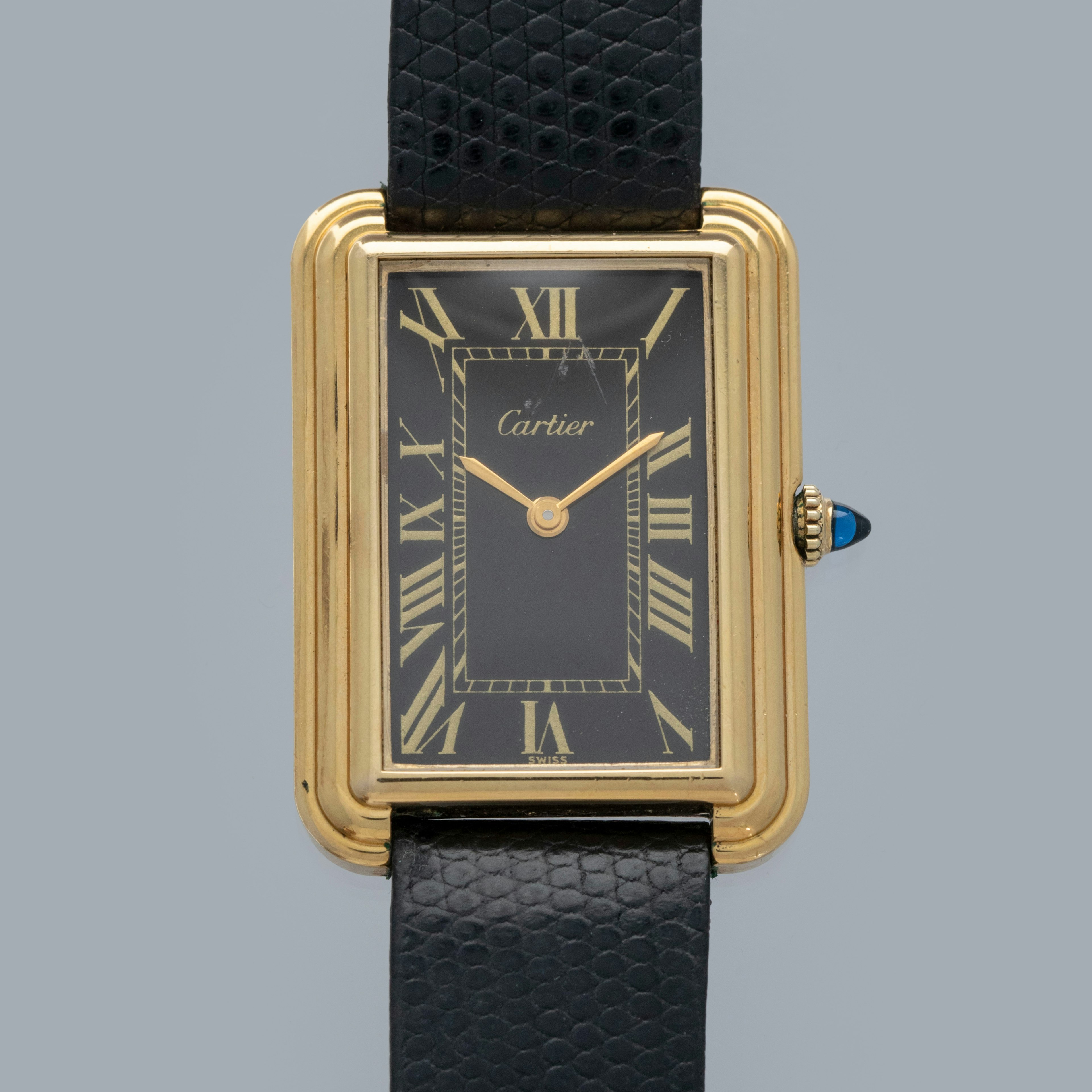 Thumbnail for CARTIER JUMBO STEPPED TANK 15716 Black Dial Gold Plated