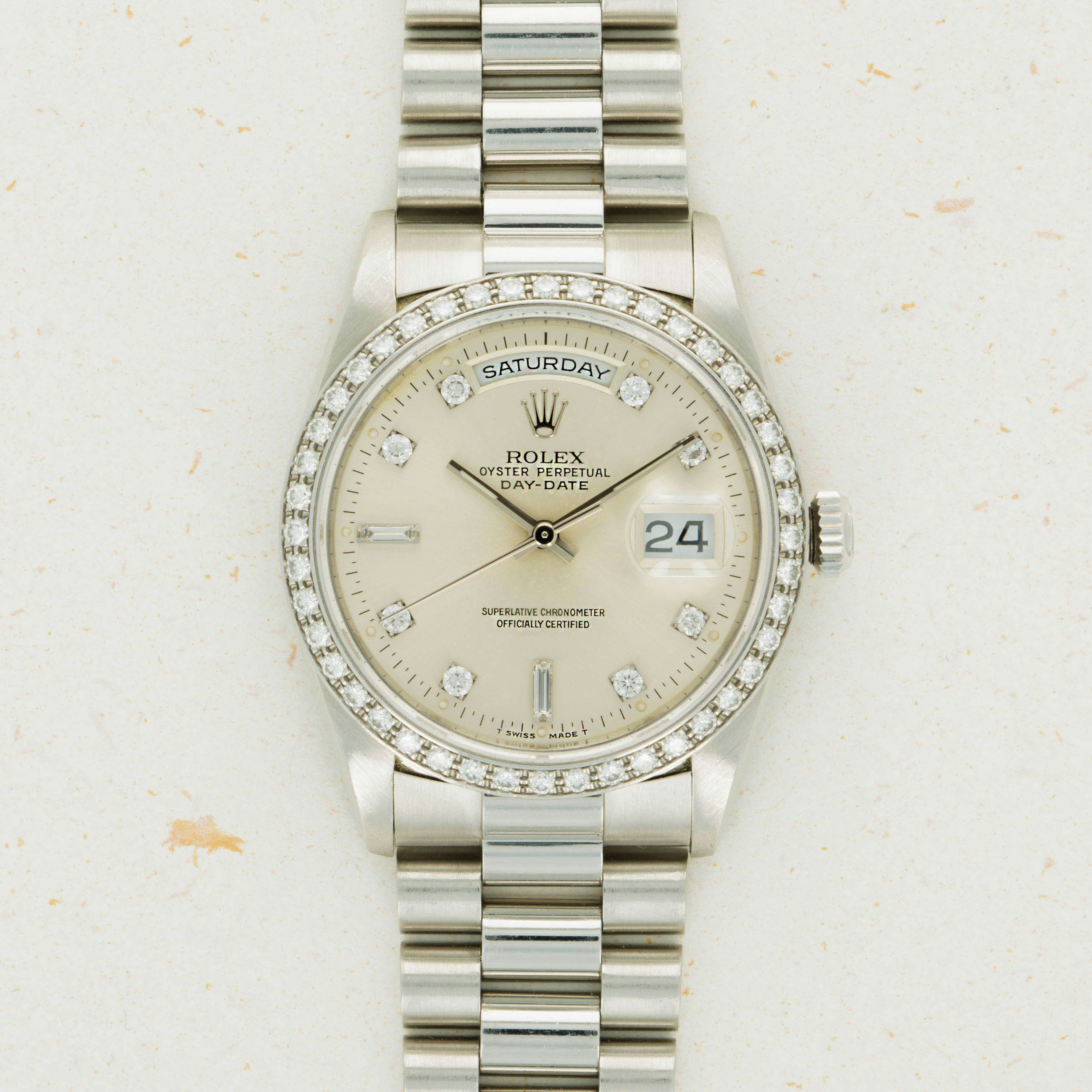 Thumbnail for Rolex Platinum Day-Date 18346 Diamond Dial and Bezel