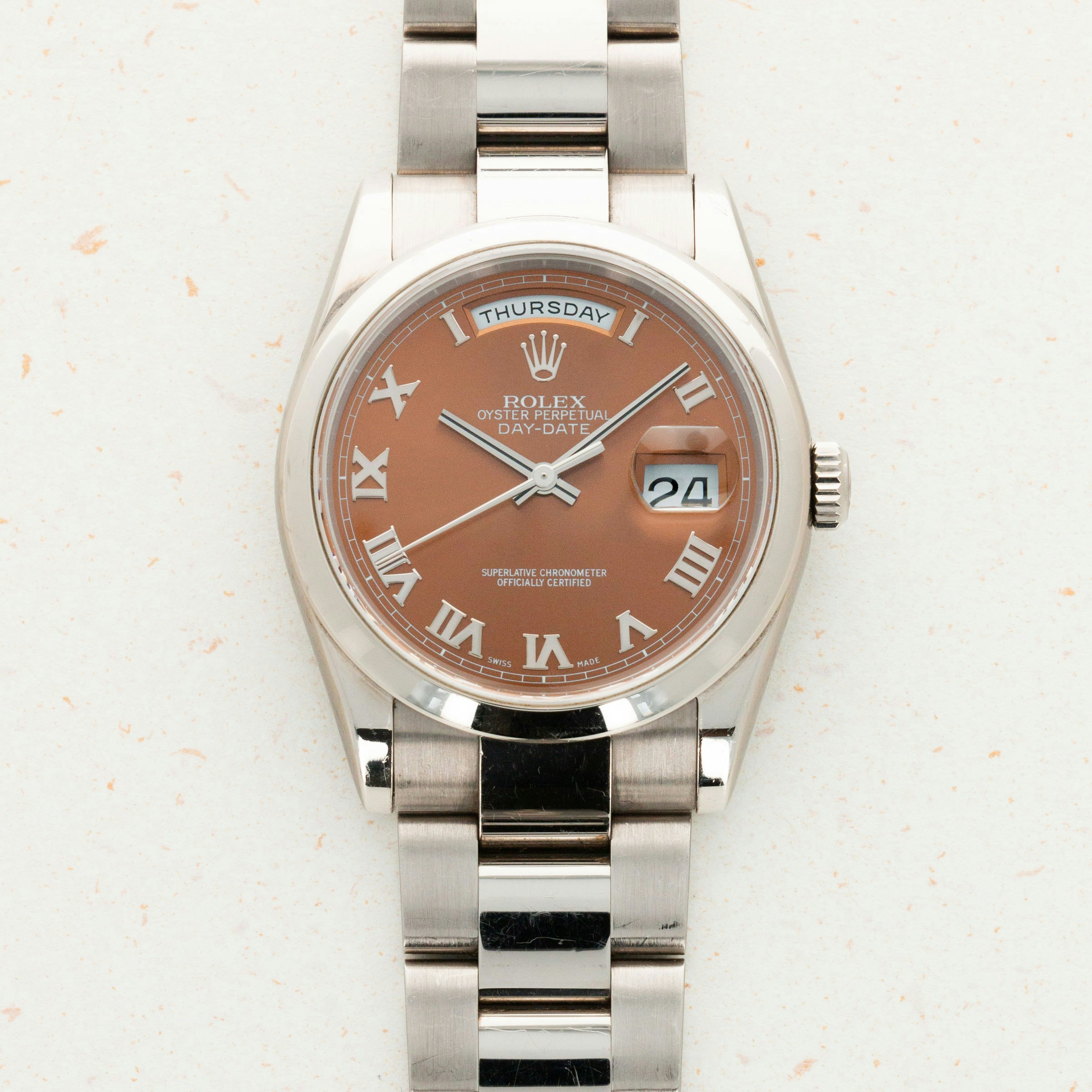 Thumbnail for Rolex White Gold Day-Date Havana Brown Dial 118209