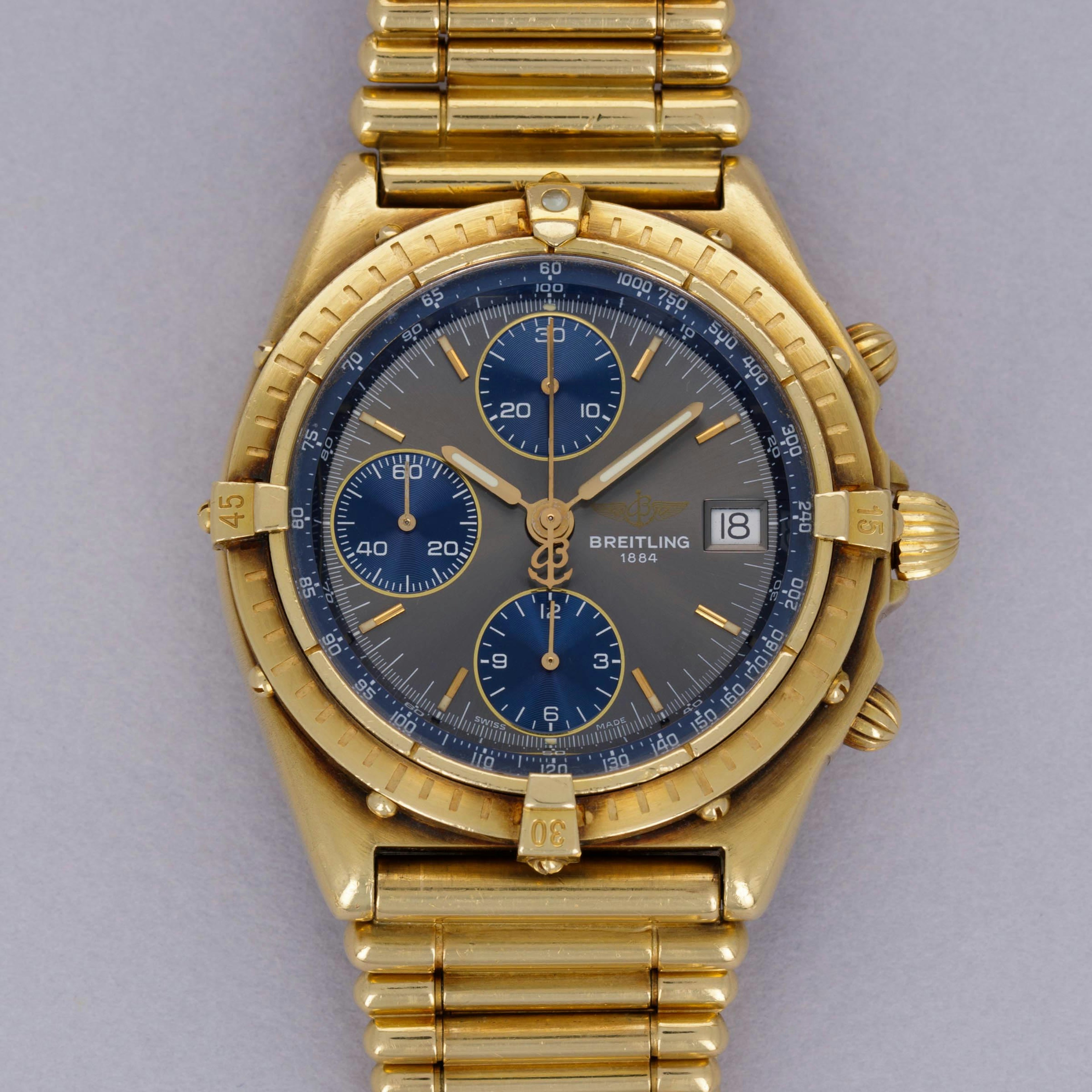 Thumbnail for Breitling Chronomat K13047X Grey Dial 18k YG Bracelet