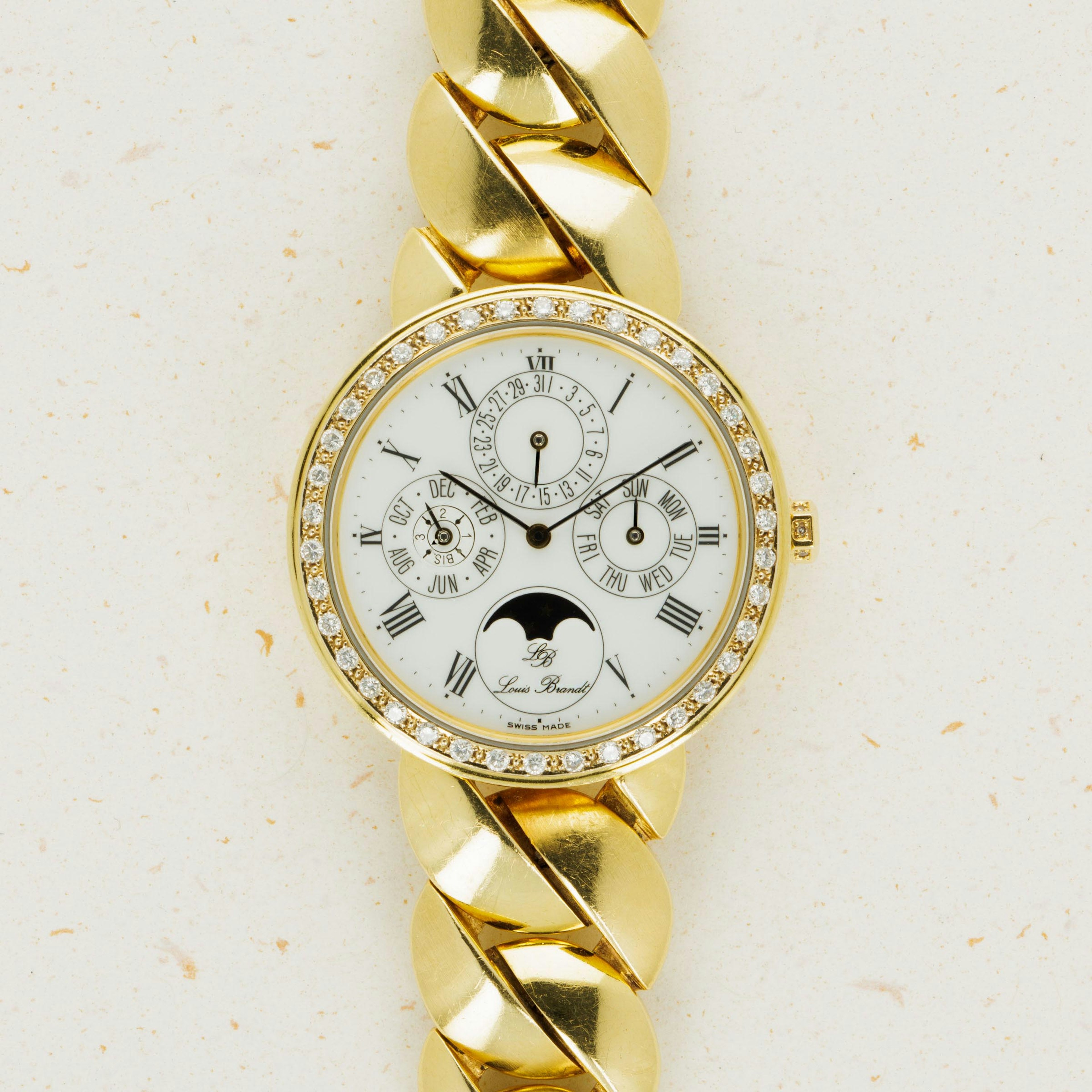 Thumbnail for Omega Louis Brandt Perpetual Calendar 18k Gold Case and Bracelet Diamond Bezel