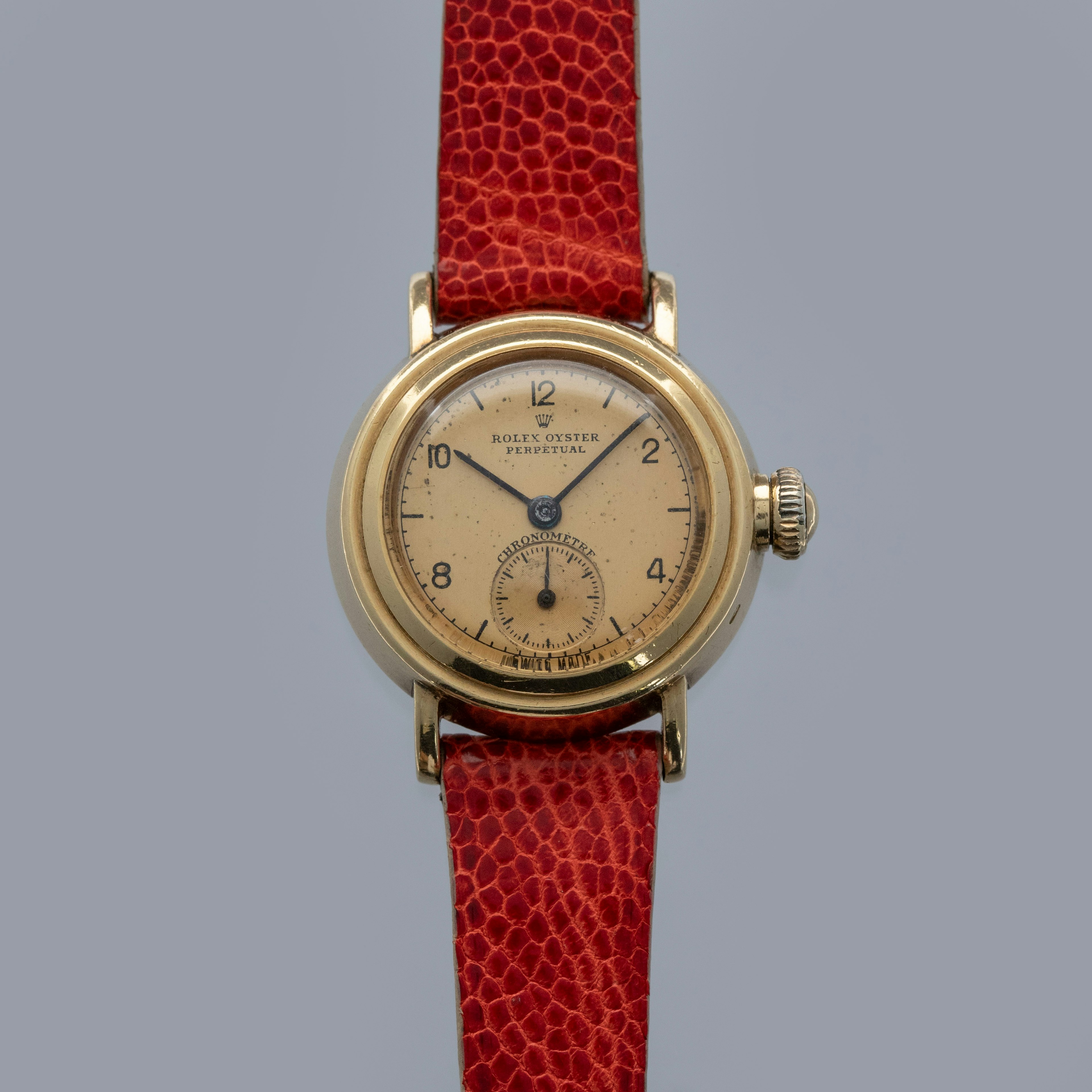 Thumbnail for Rolex Ladies Oyster Perpetual Chronometre 3724 Arabic Subseconds Dial 18k YG