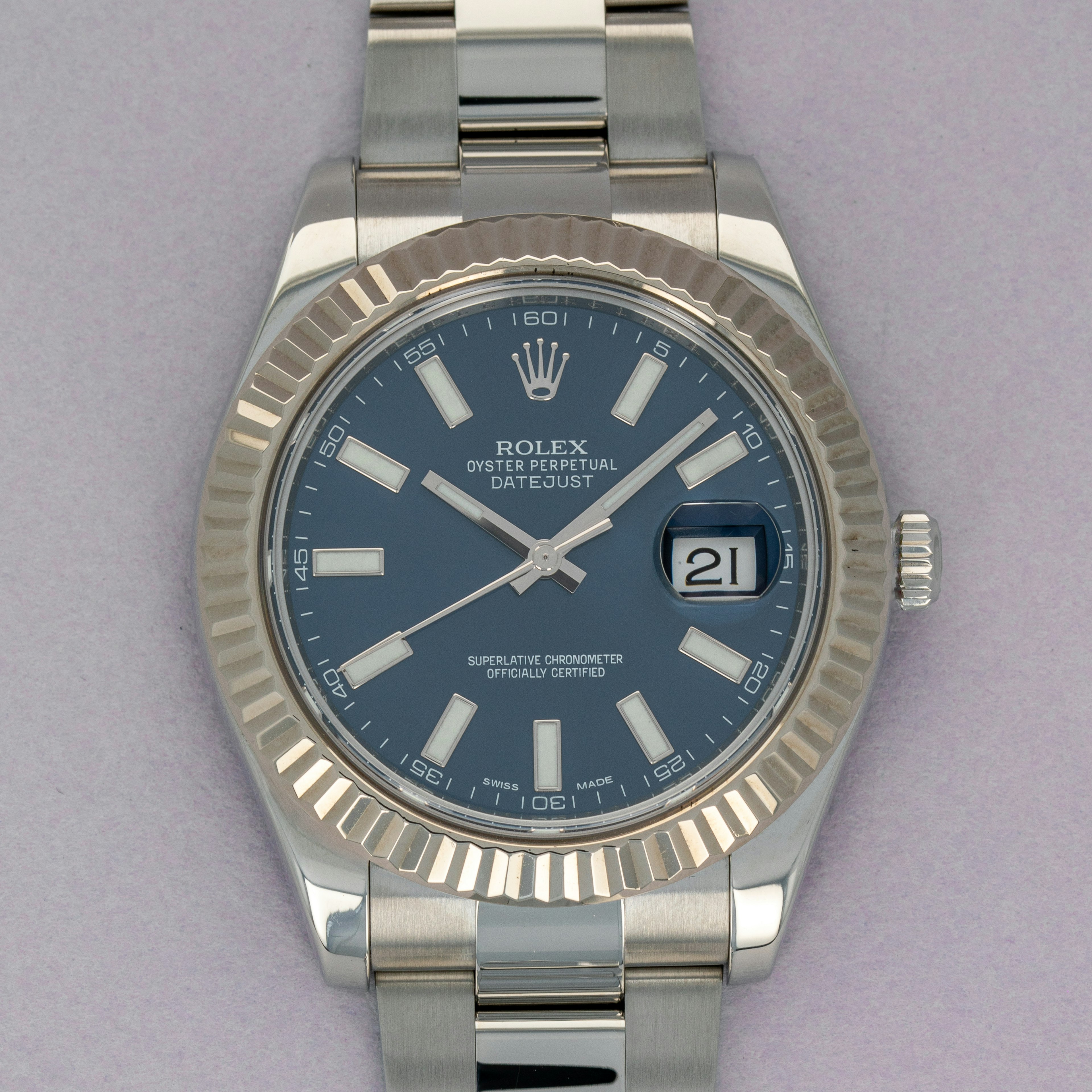 Thumbnail for Rolex Datejust II 41mm 116334 Blue Dial Fluted Bezel Box and Papers