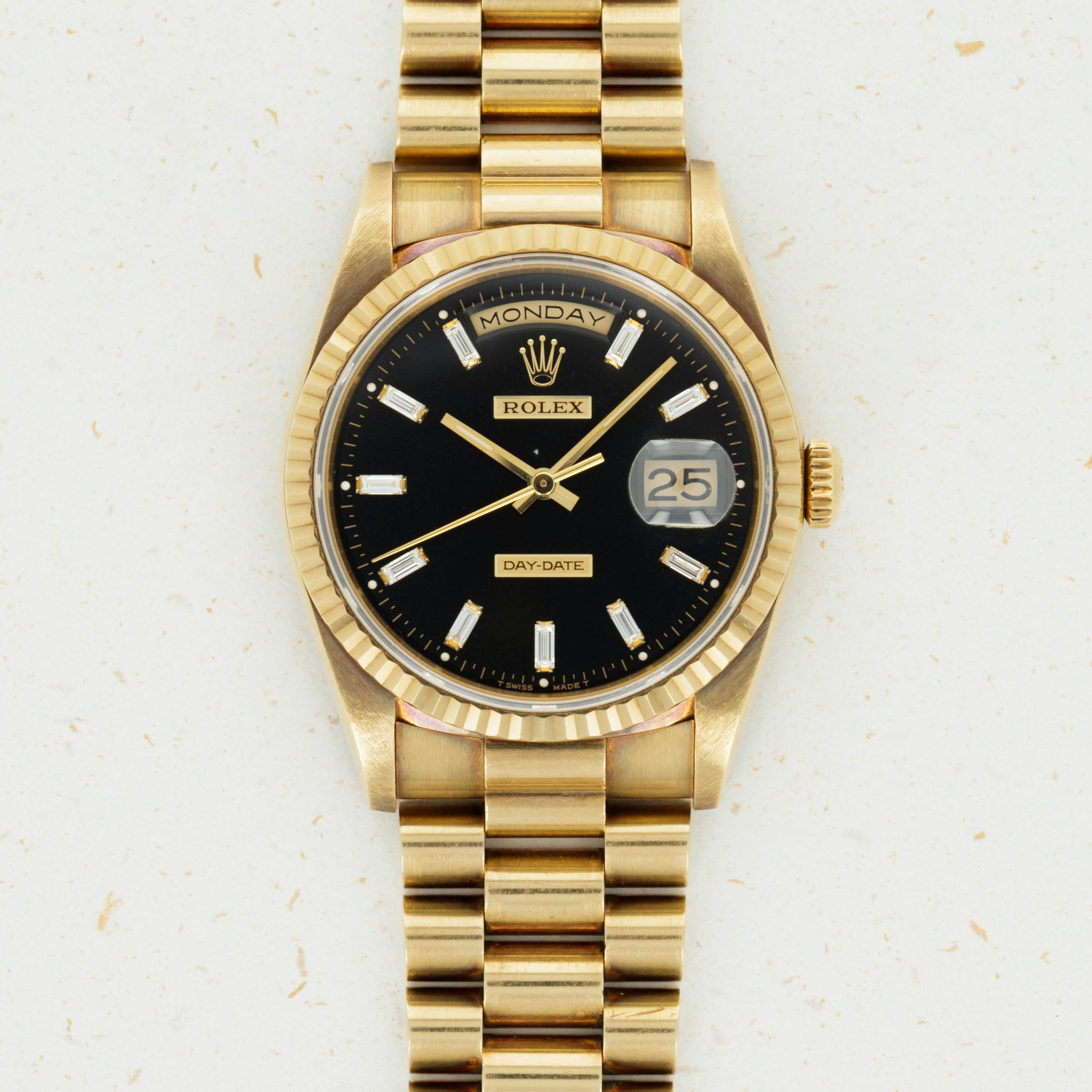 Thumbnail for Rolex Day-Date Black Baguette Diamond Dial 18238