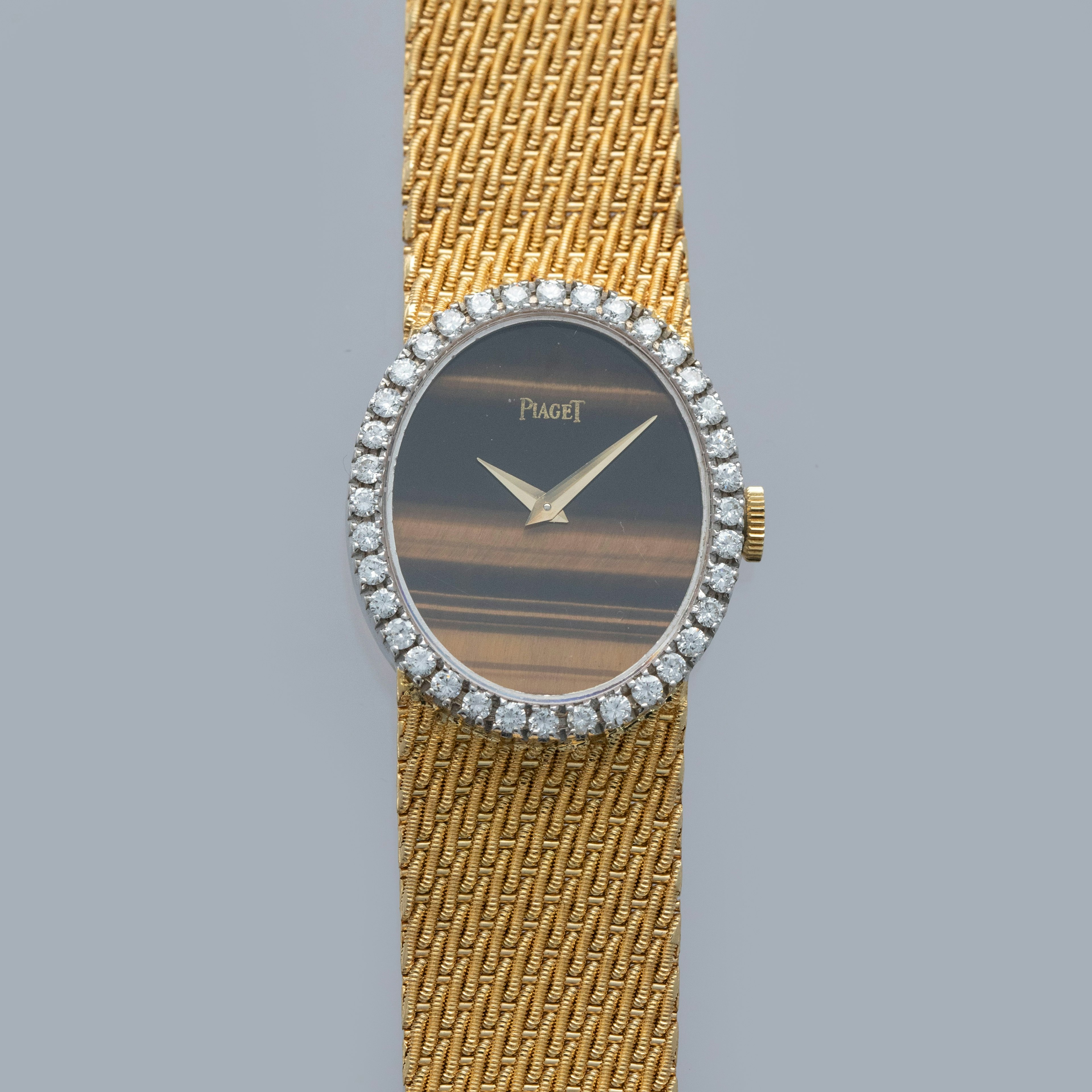 Thumbnail for Piaget Ladies 6826 K15 Tiger's Eye Dial Diamond Bezel 18k YG