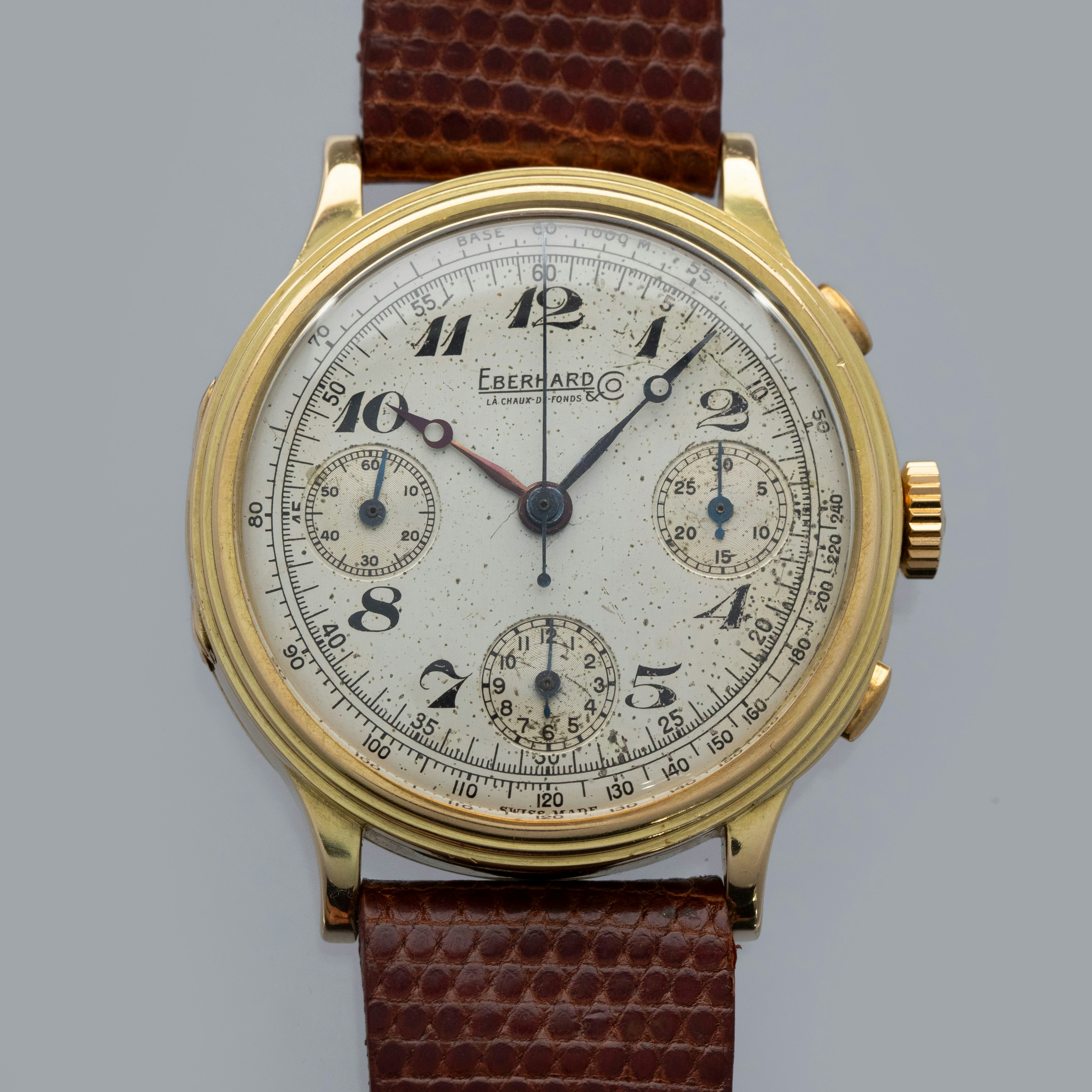 Thumbnail for Eberhard	Chronograph Breguet Dial Hunter Case 18k YG