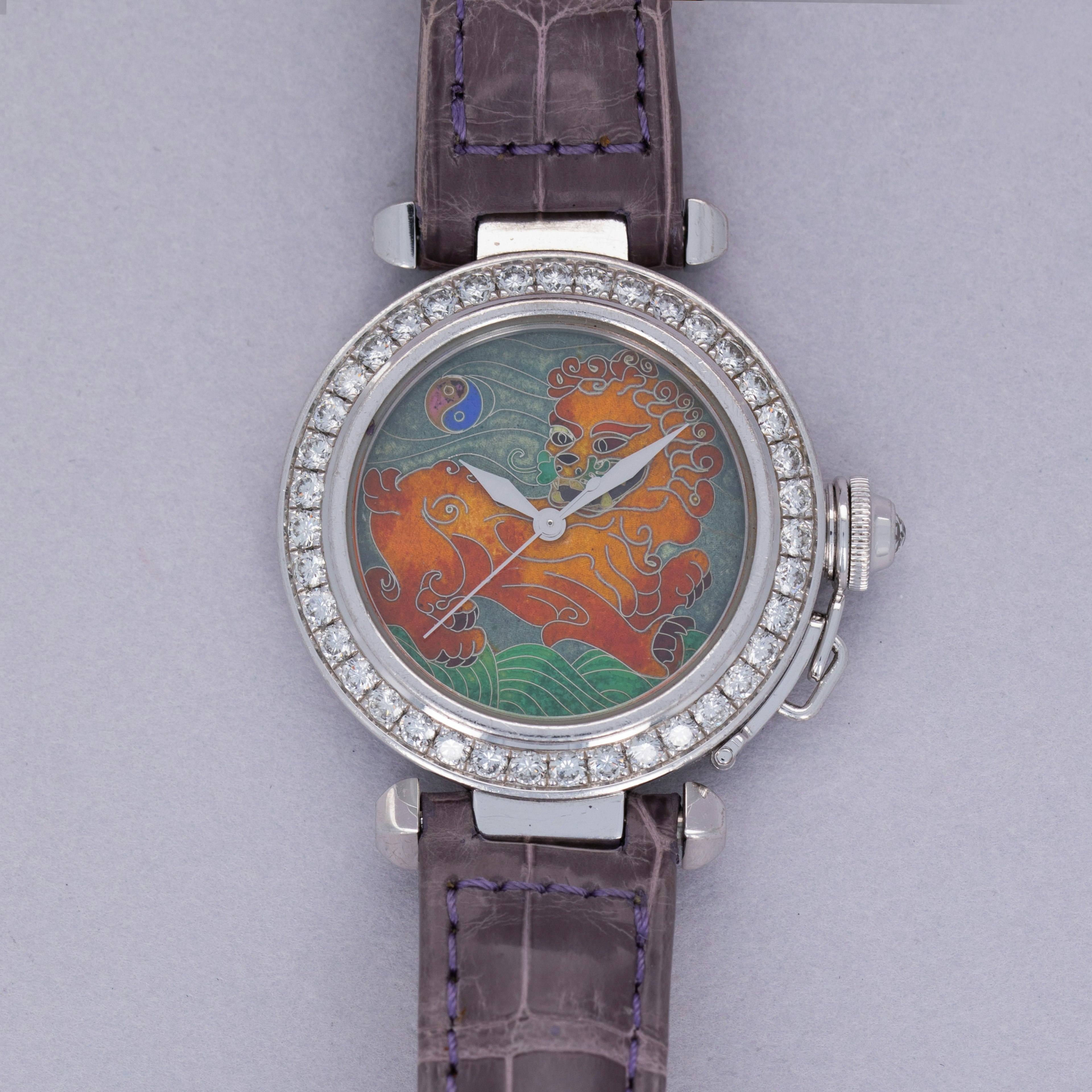 Cartier Pasha 2508 Cloisonne Imperial Guardian Lion Dial Diamond