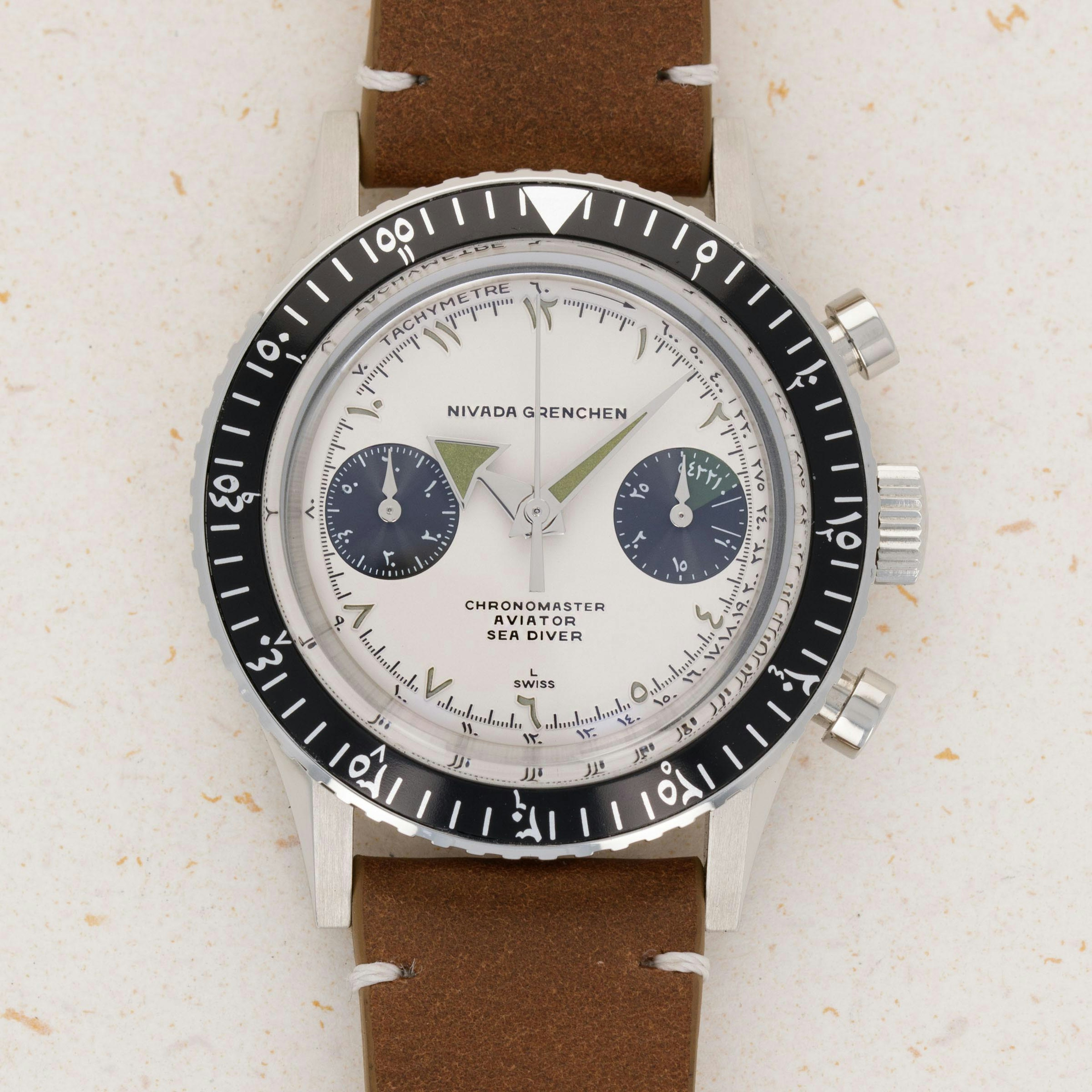 Thumbnail for Nivada Grenchen Chronomaster Aviator Sea Diver Perpétuel Limited Edition 