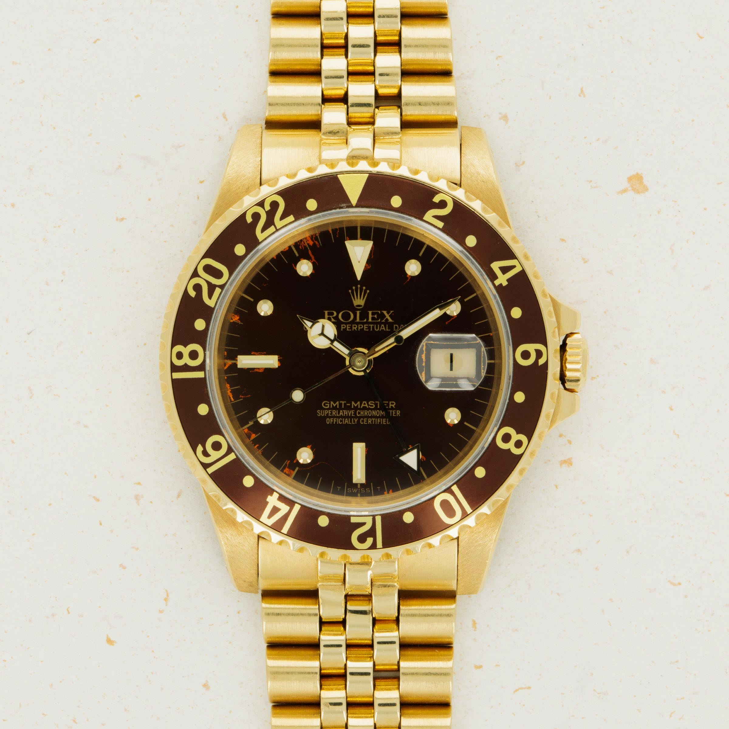 Thumbnail for Rolex GMT-Master 16758 18k Gold Brown Dial 