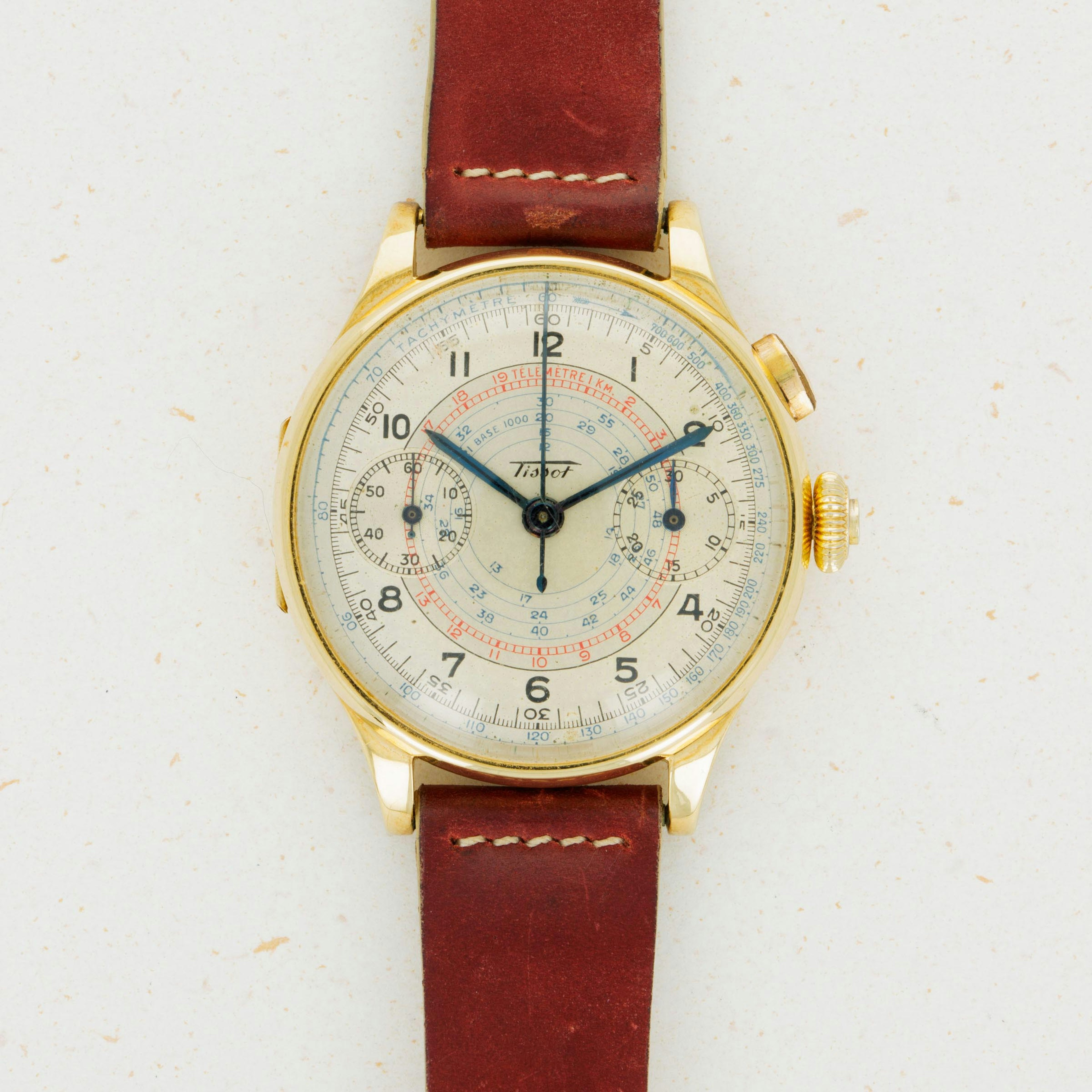 Thumbnail for Tissot 18k Gold Single Button Chronograph 33.3 Movement