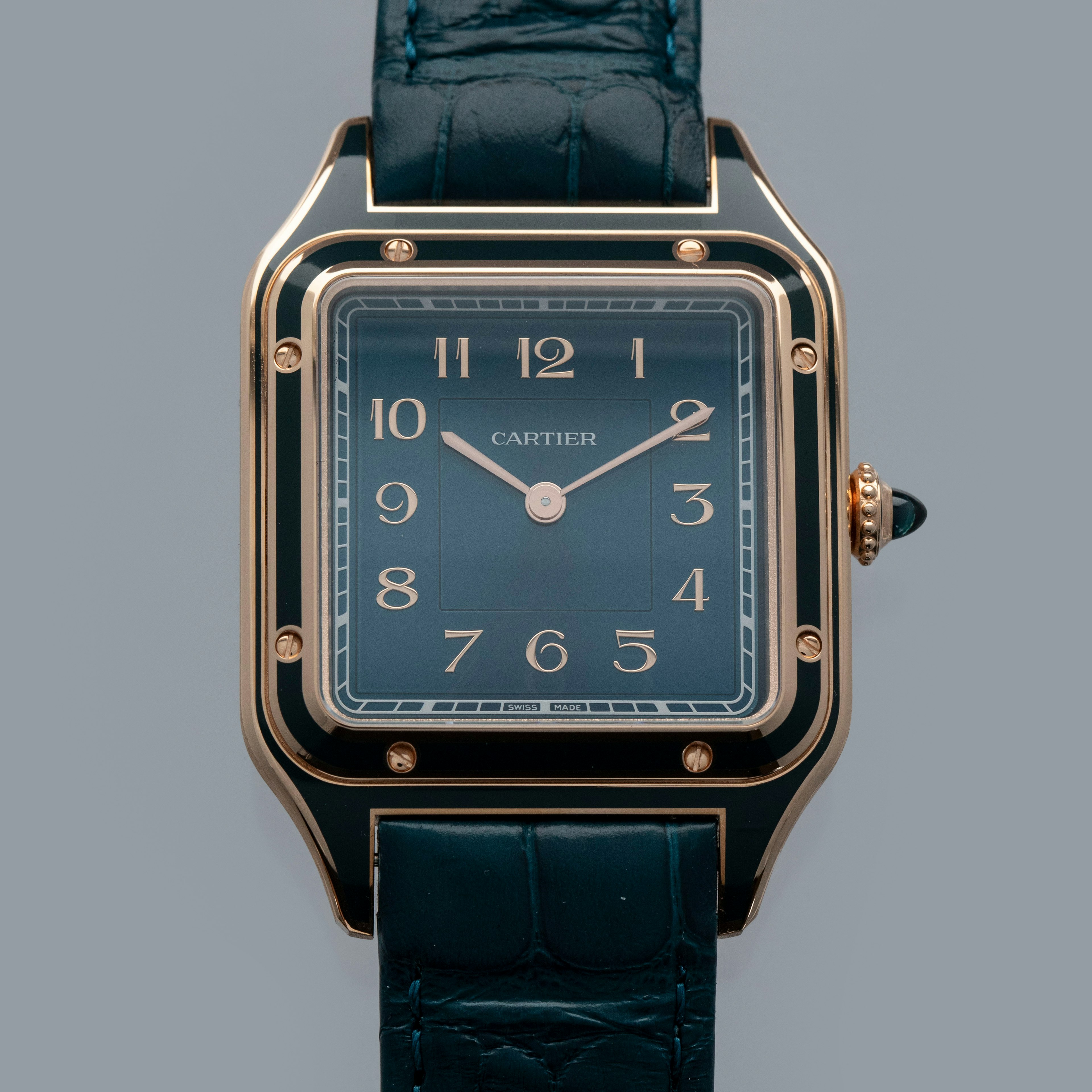 Thumbnail for Cartier Santos-Dumont WGSA0098 Blue Lacquer 18K RG