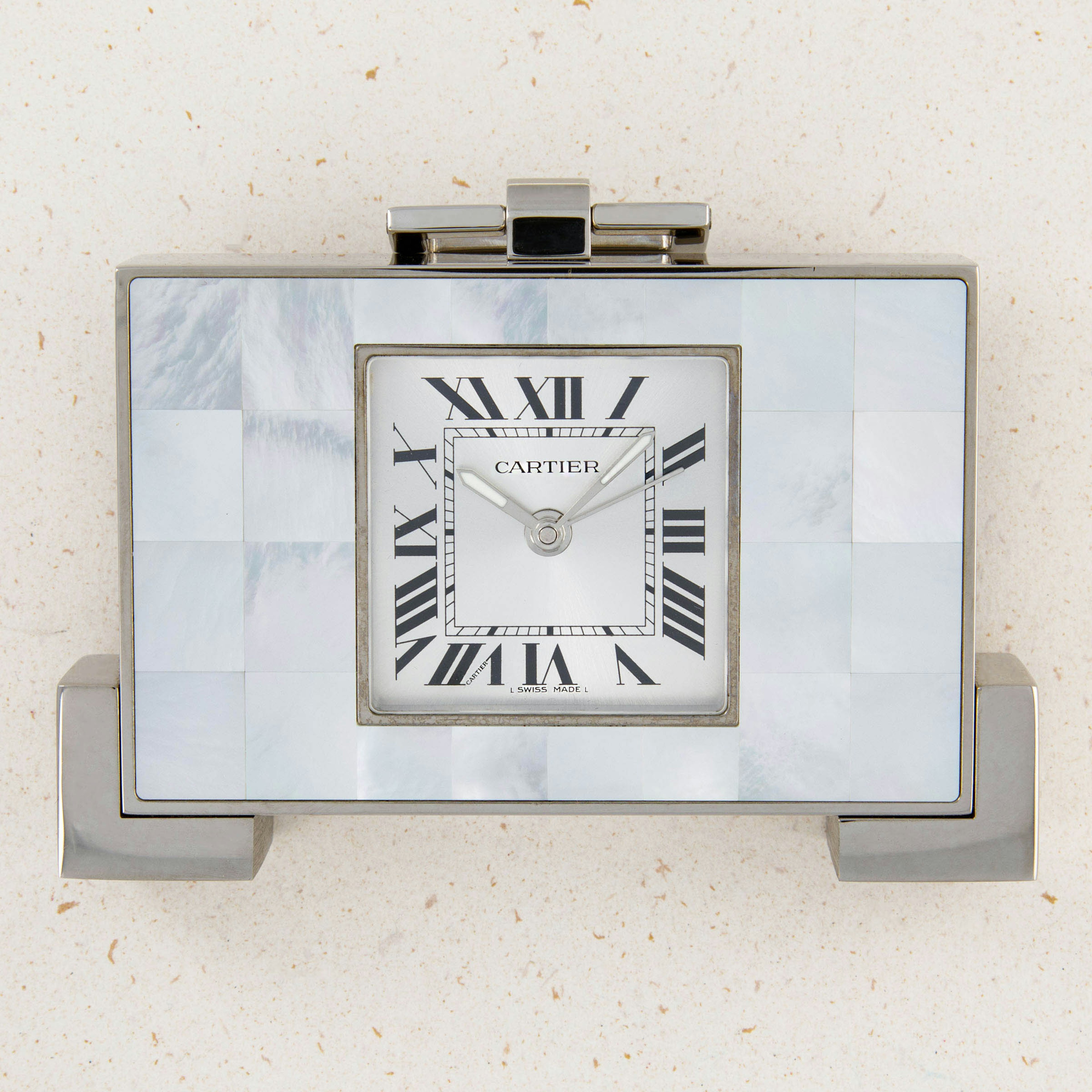 Thumbnail for Cartier Desk Alarm 2749 Mother of Pearl Stainless Steel