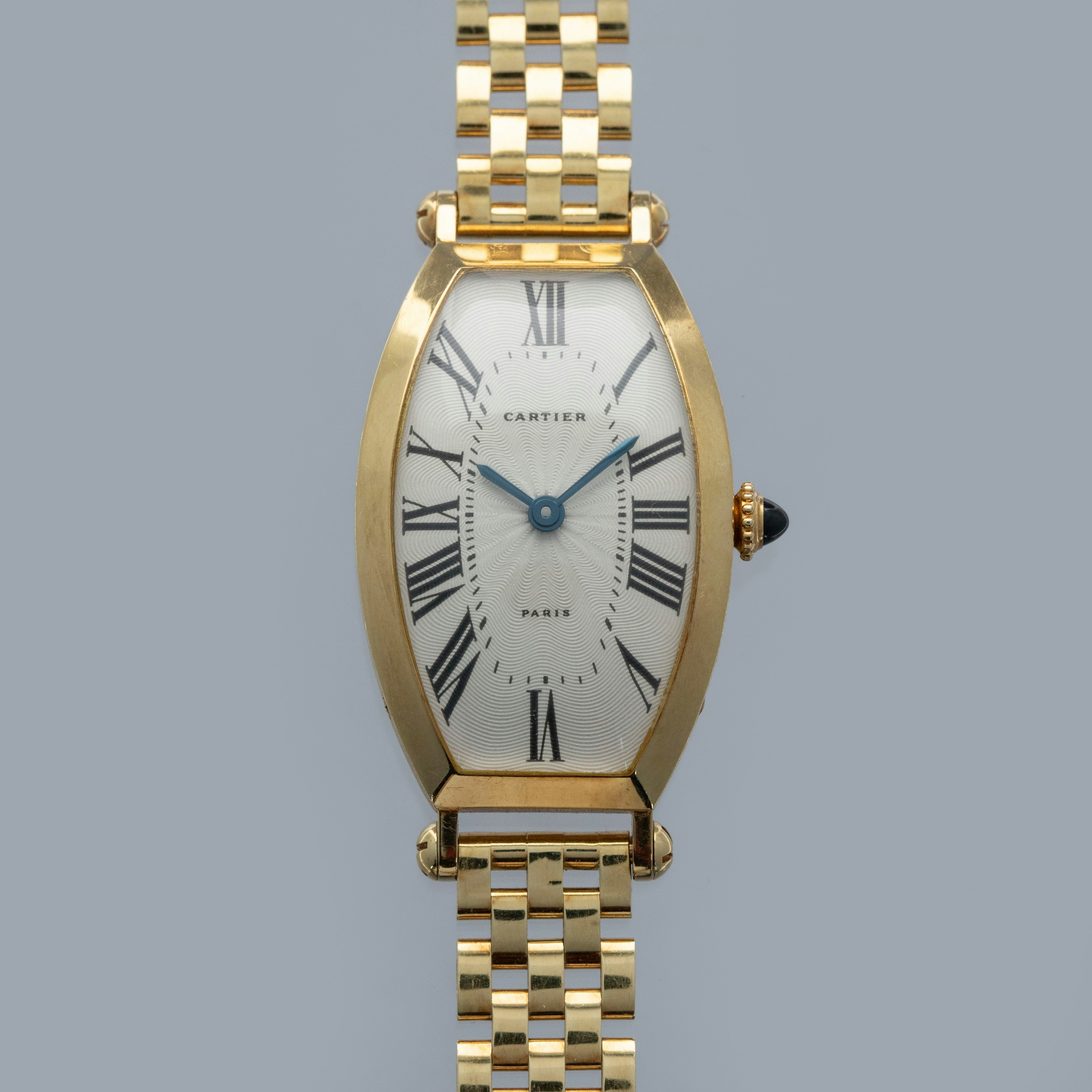 Thumbnail for Cartier Paris Tonneau Guilloche Dial on Bracelet 18k YG 