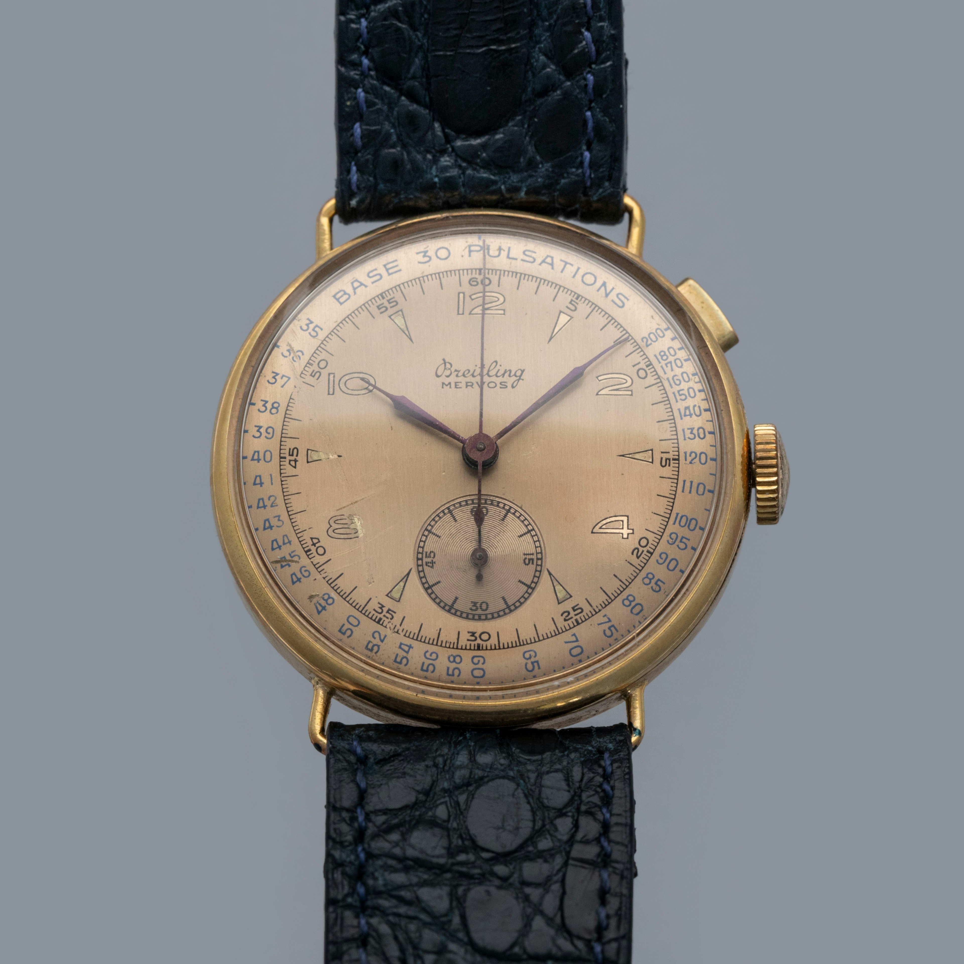 Thumbnail for Breitling Oversized Pulsations Dial Single Button Chronograph Gold Capped