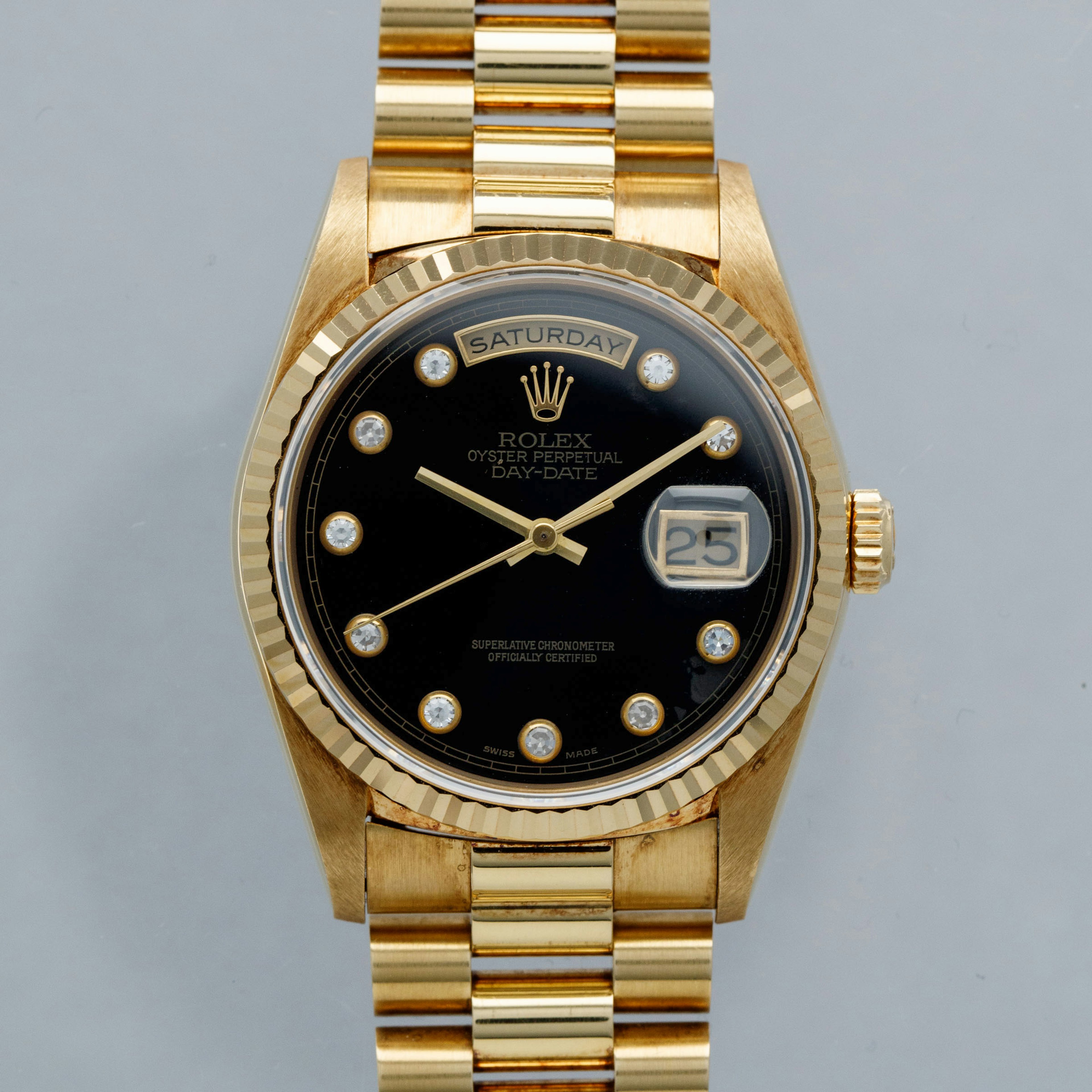 Thumbnail for Rolex Day-Date 18238 Onyx Pinball Diamond Dial 18k YG