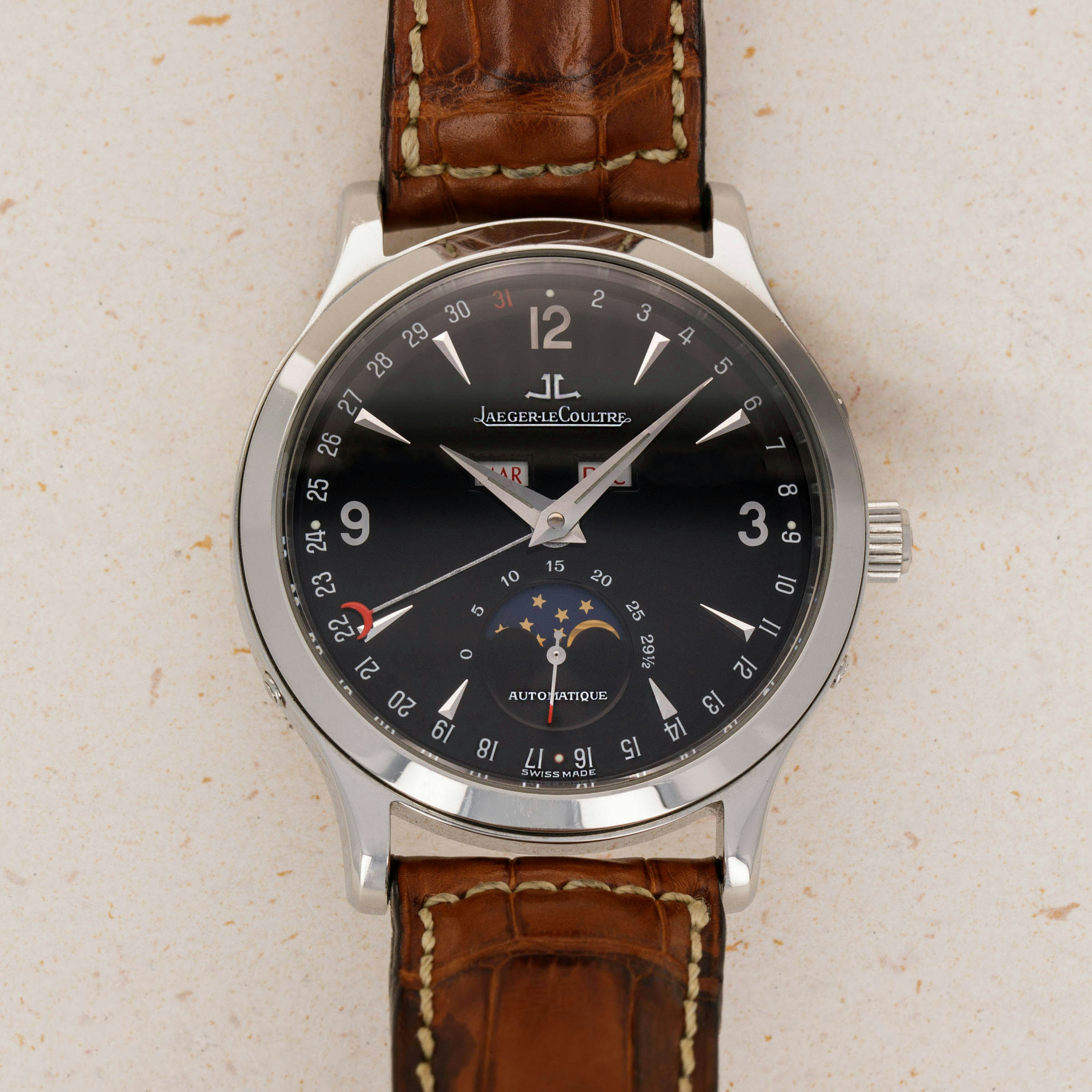 Thumbnail for Jaeger LeCoultre Master Calendar Moon 140.8.98.S Black Dial 