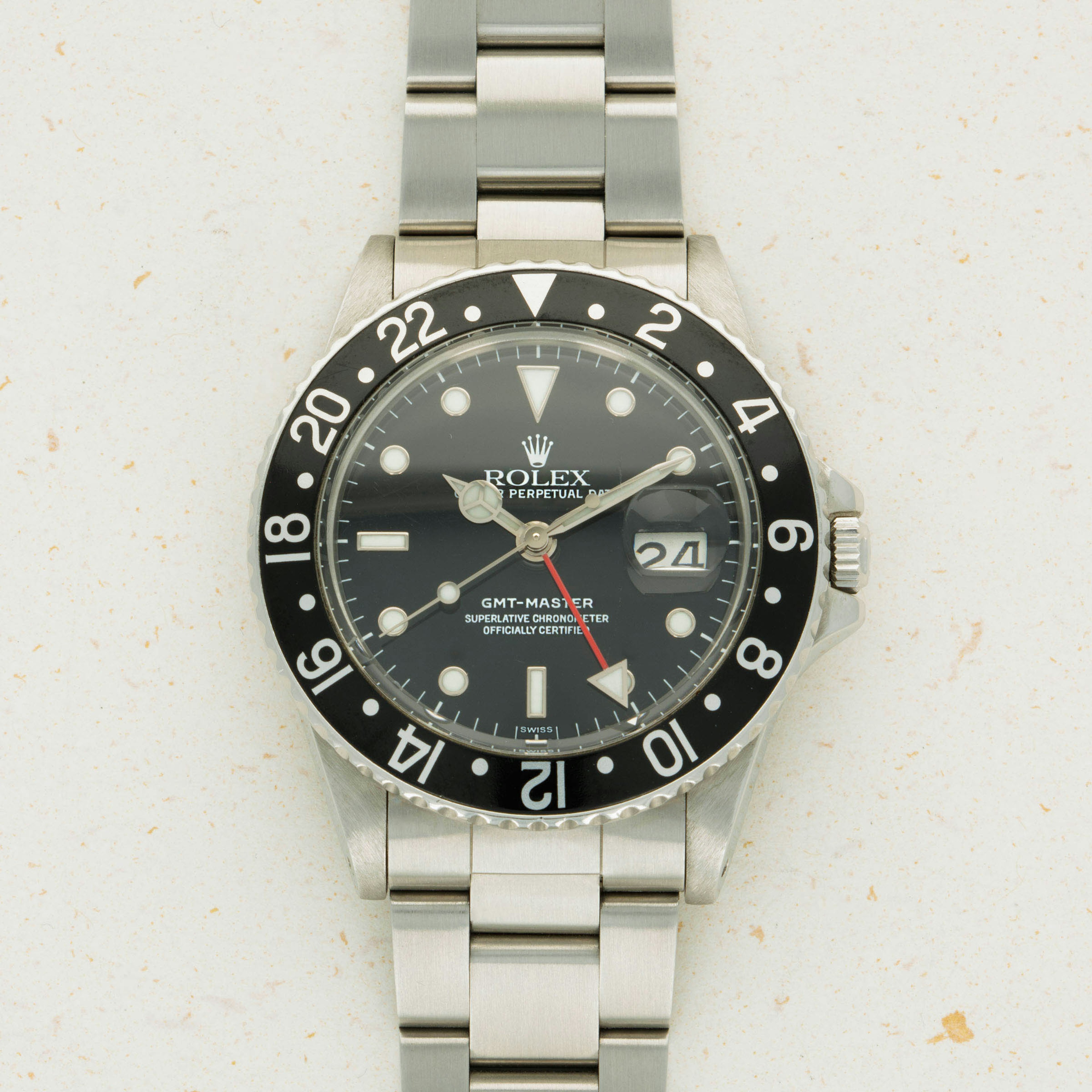 Thumbnail for Rolex GMT-Master 16750 Black Bezel Luminova Dial