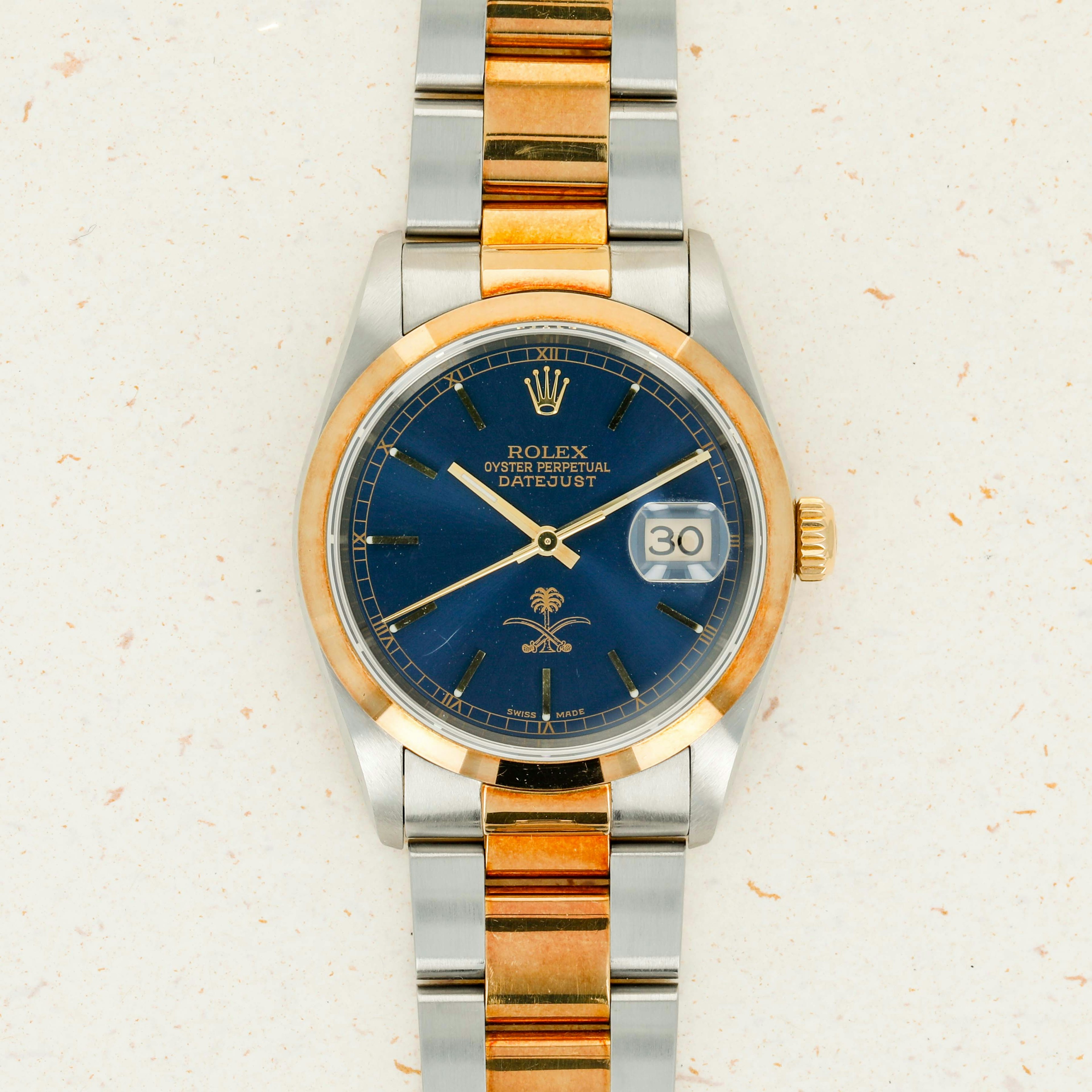 Thumbnail for Rolex Datejust 16203 Blue Saudi Logo Dial Two Tone