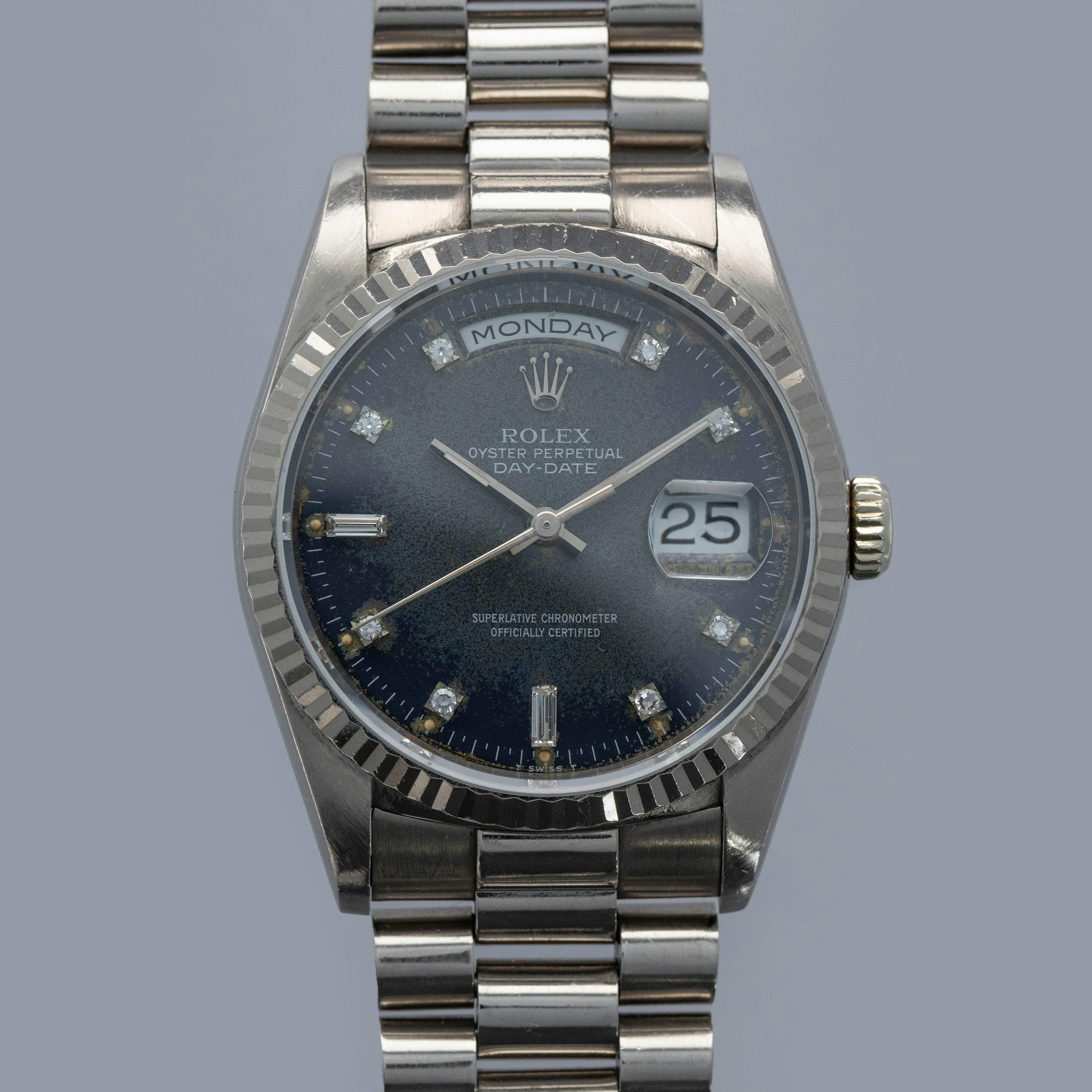 Thumbnail for Rolex Day-Date 18239 Faded Blue Diamond Dial 18k WG