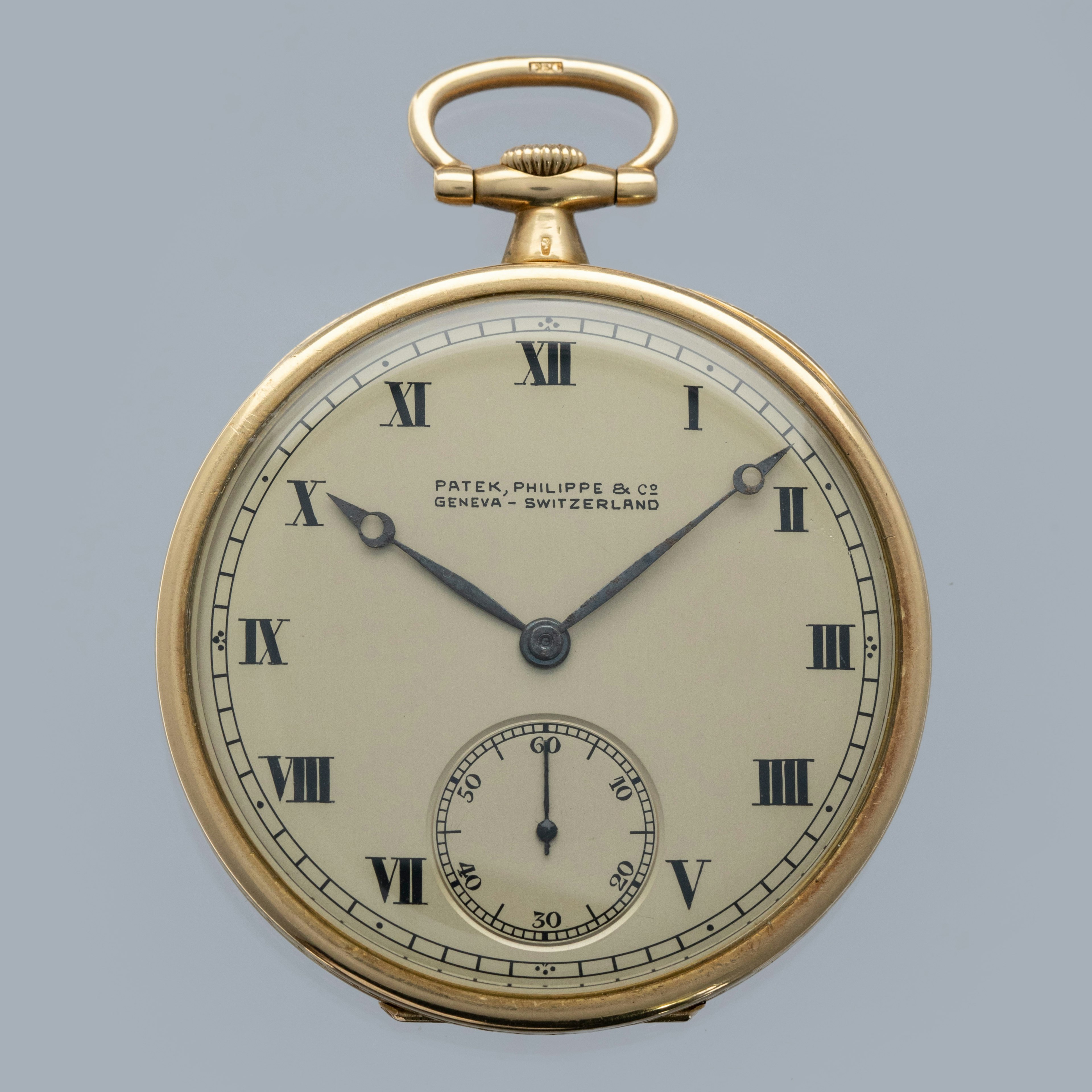 Thumbnail for Patek Philippe Pocket Watch Retailed by Shreve Crump and Lowe Engraved Eagle Blue Enamel Case 18k YG