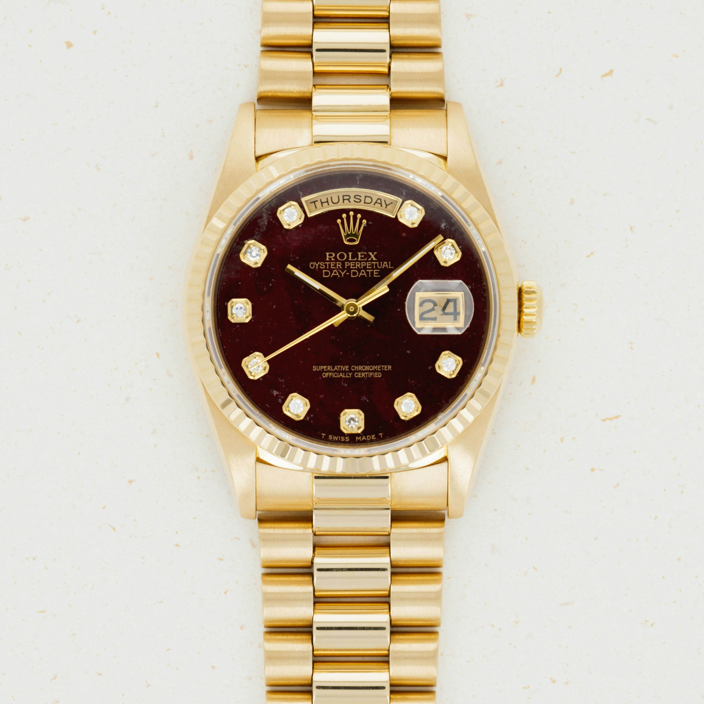Thumbnail for Rolex Day-Date 18238 Yellow Gold Rubelite Dial