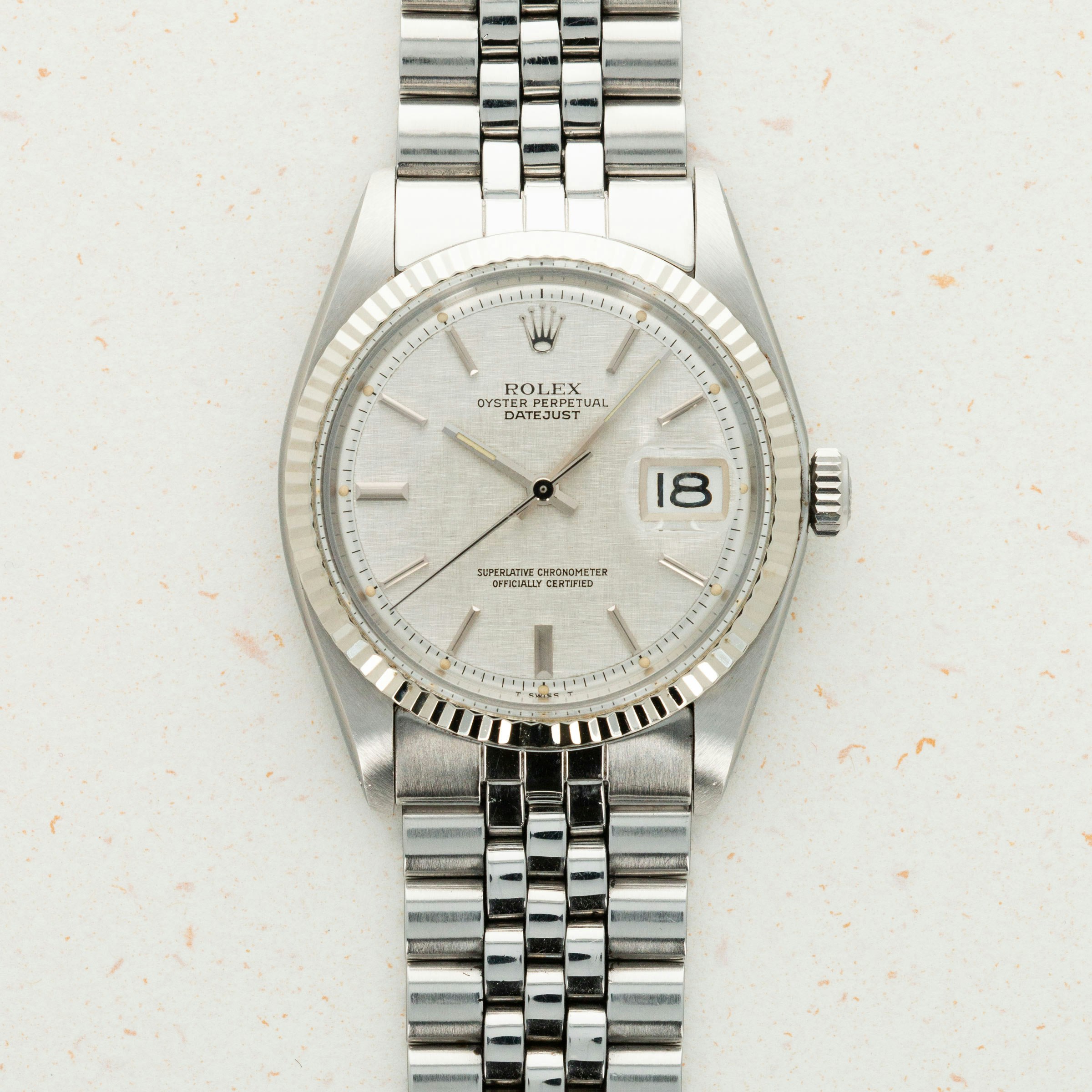Thumbnail for Rolex Stainless Steel Datejust Linen Dial 1601