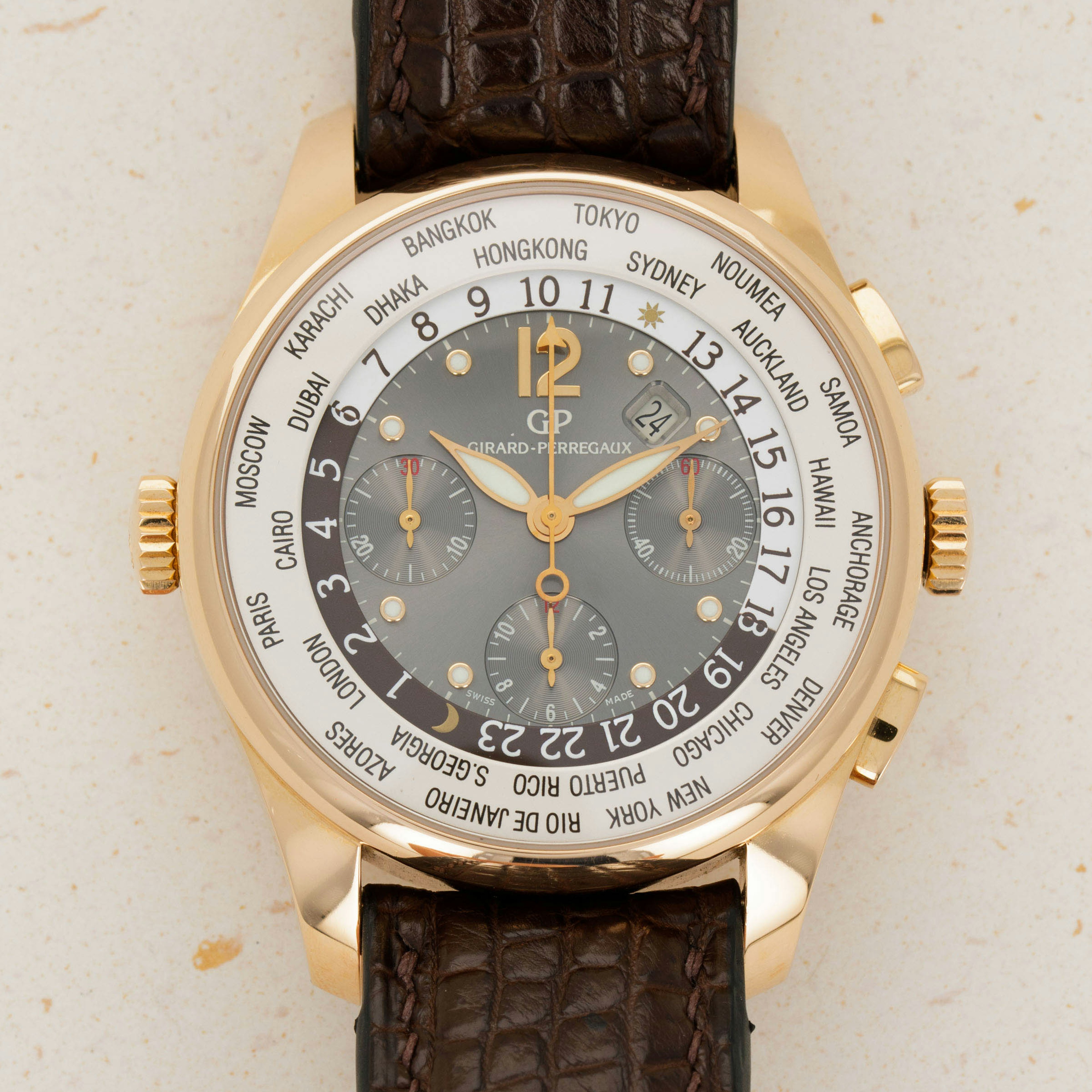 Thumbnail for Girard Perregaux World Timer Chronograph WW.TC 49805-52-251-BACA 18k RG